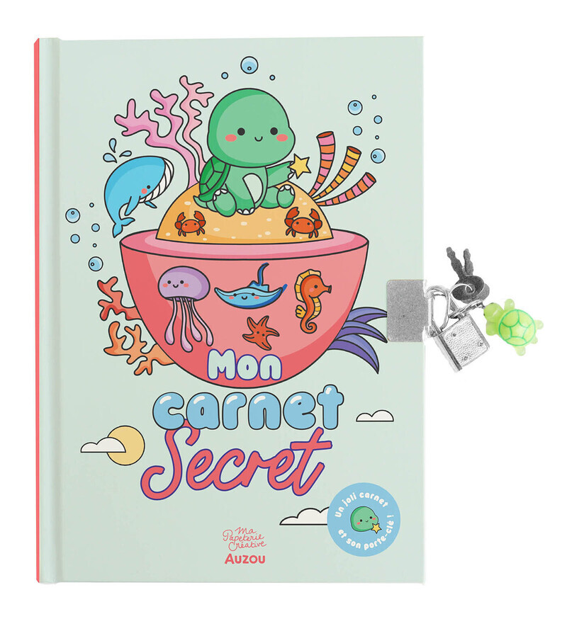Mon carnet secret - porte-clé tortue -  - AUZOU