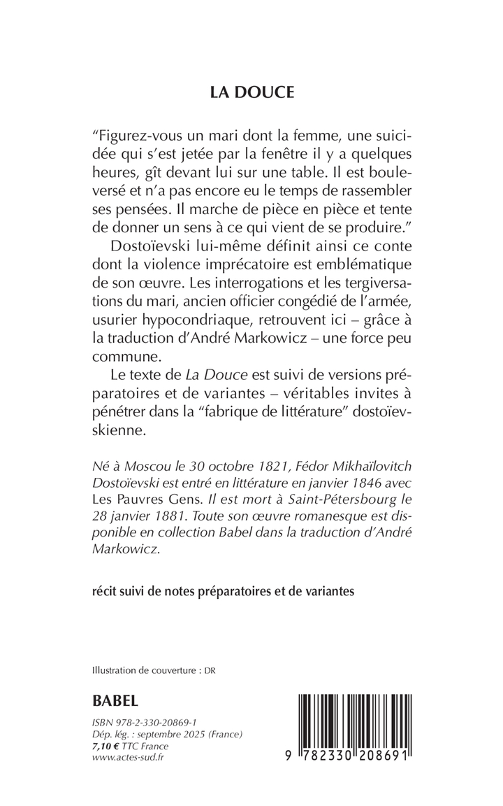 La Douce - Fédor Dostoïevski - ACTES SUD