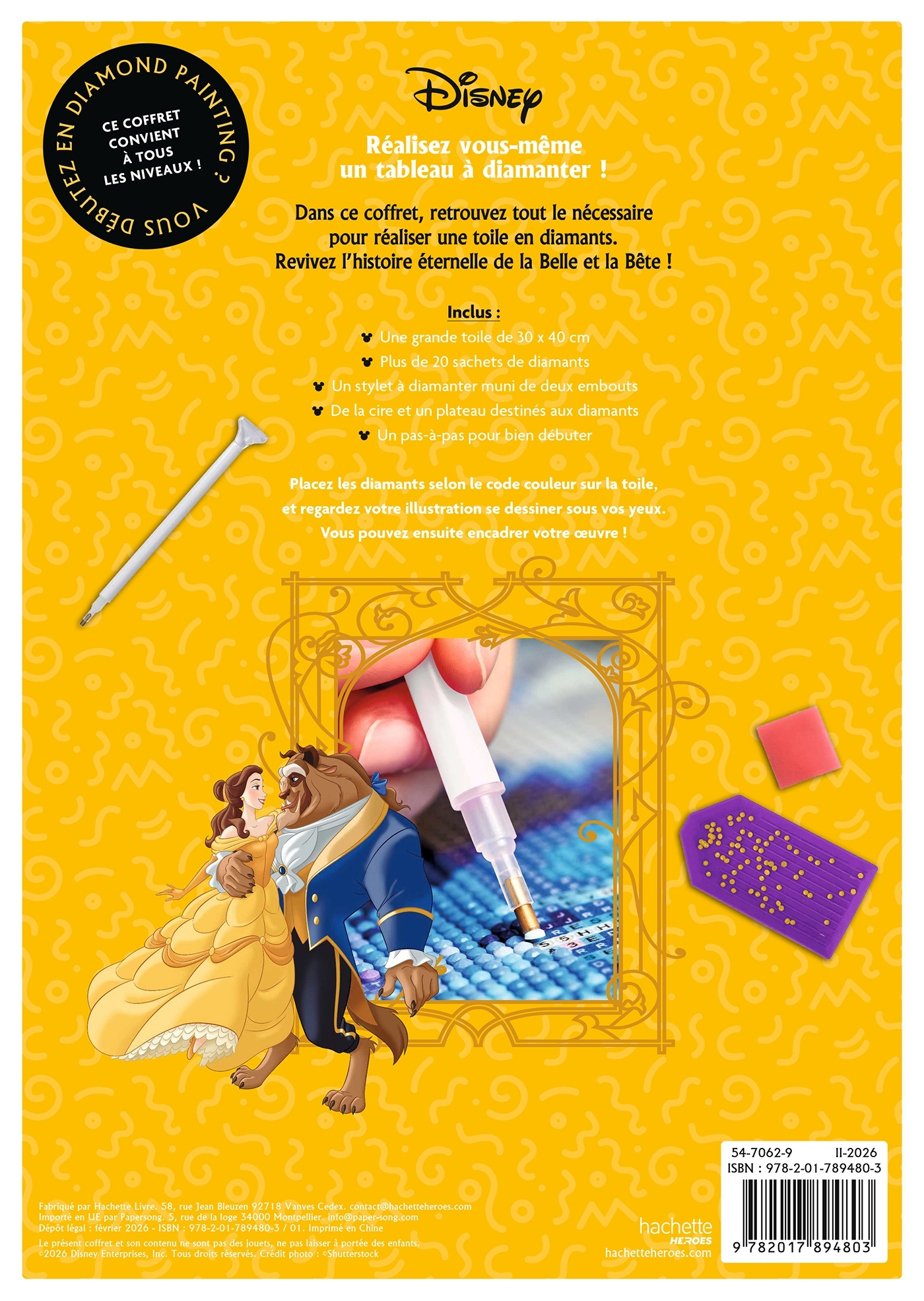 Kit diamond painting Disney officiel - La Belle et la Bête -  - HACHETTE HEROES