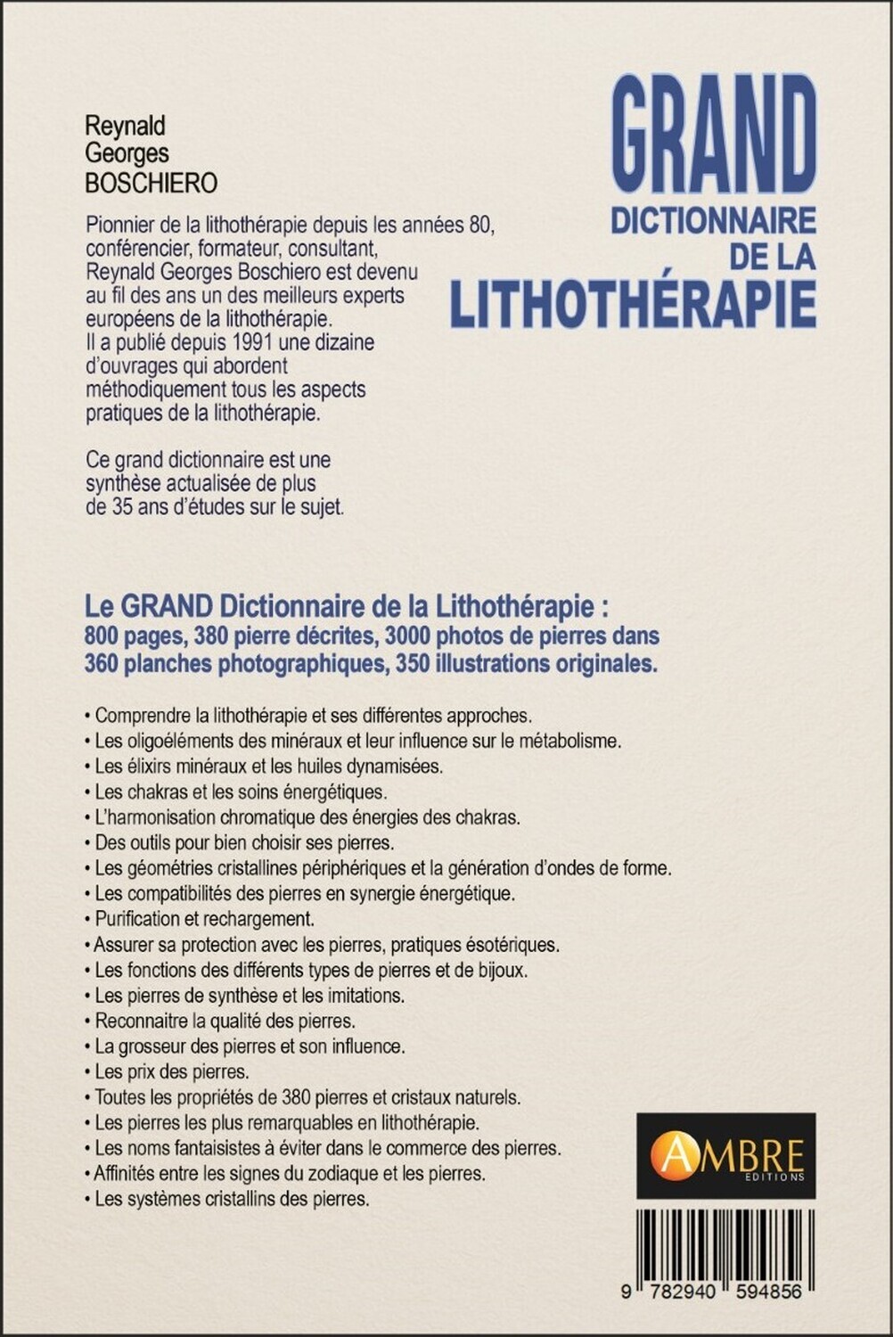 Grand dictionnaire de la lithothérapie - Reynald Georges Boschiero - AMBRE