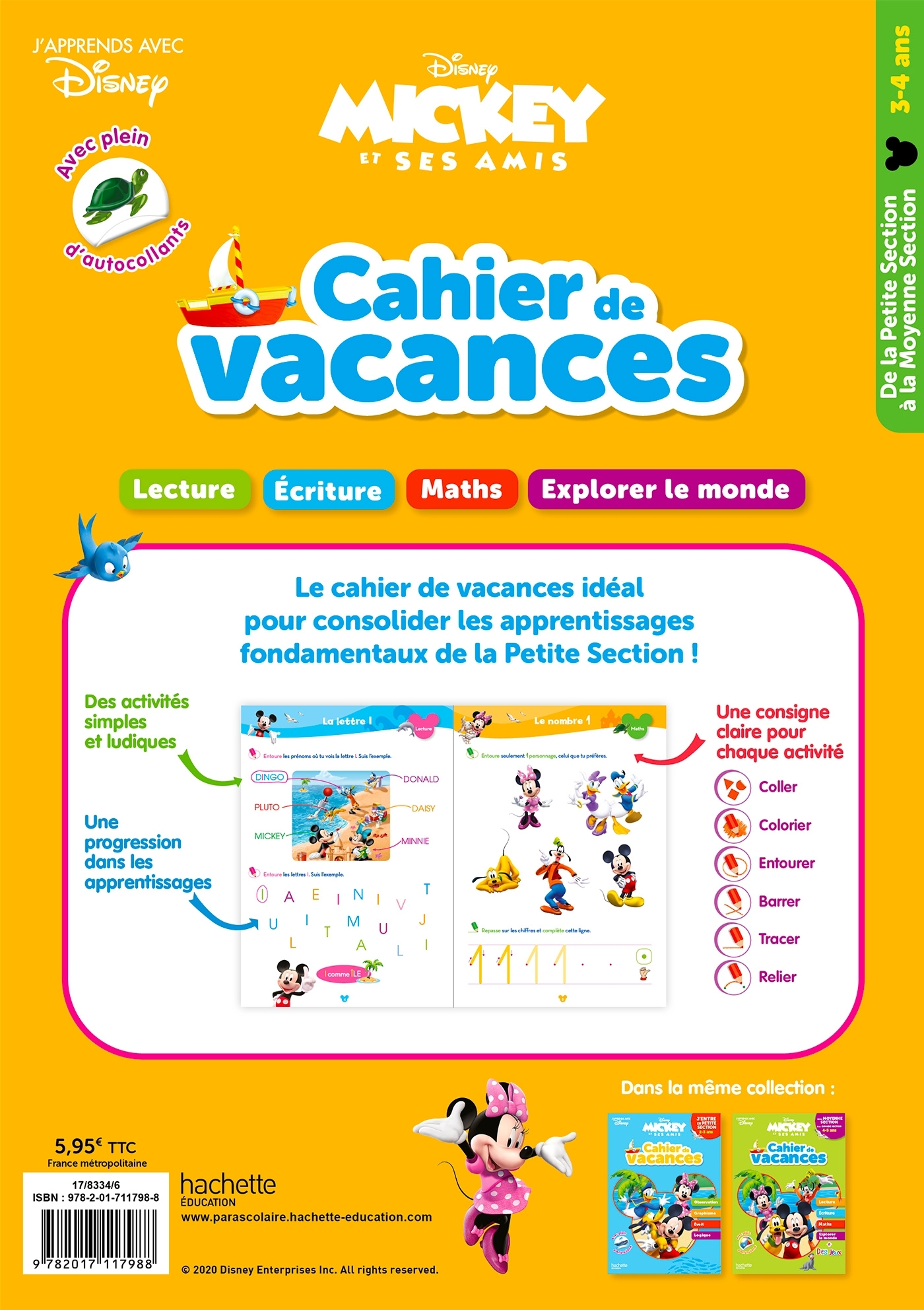 Disney - Mickey - De la Petite à la Moyenne Section - Cahier de vacances 2026 - Sylvie Baux - HACHETTE EDUC