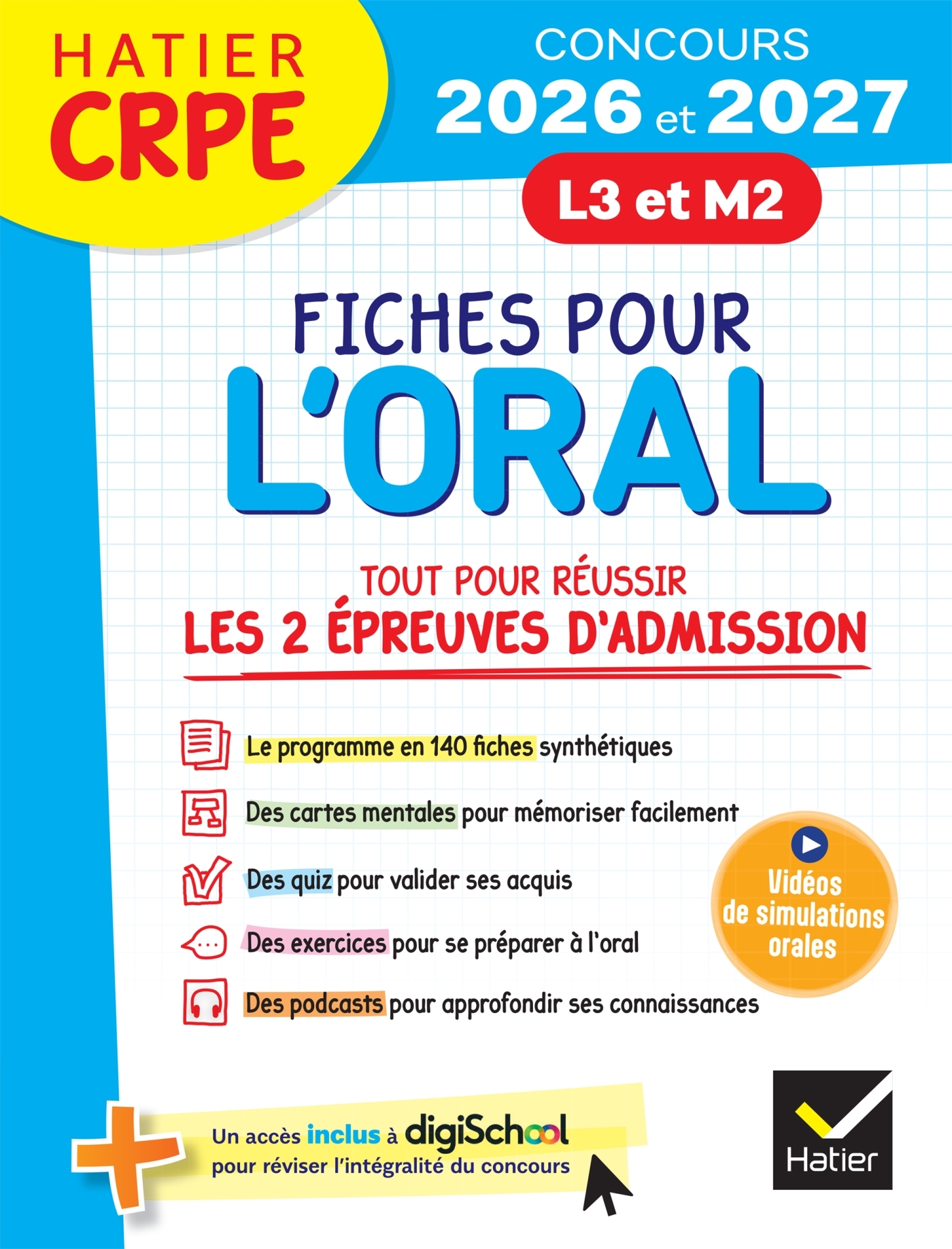 Hatier CRPE -  Fiches pour l'Oral - Tout pour réussir les épreuves d'admission - L3 - M2 - 2026/2027 - Émilie Le Phat Tan, Jérômine Donat-Magnin, Anaëlle Cormier - HATIER