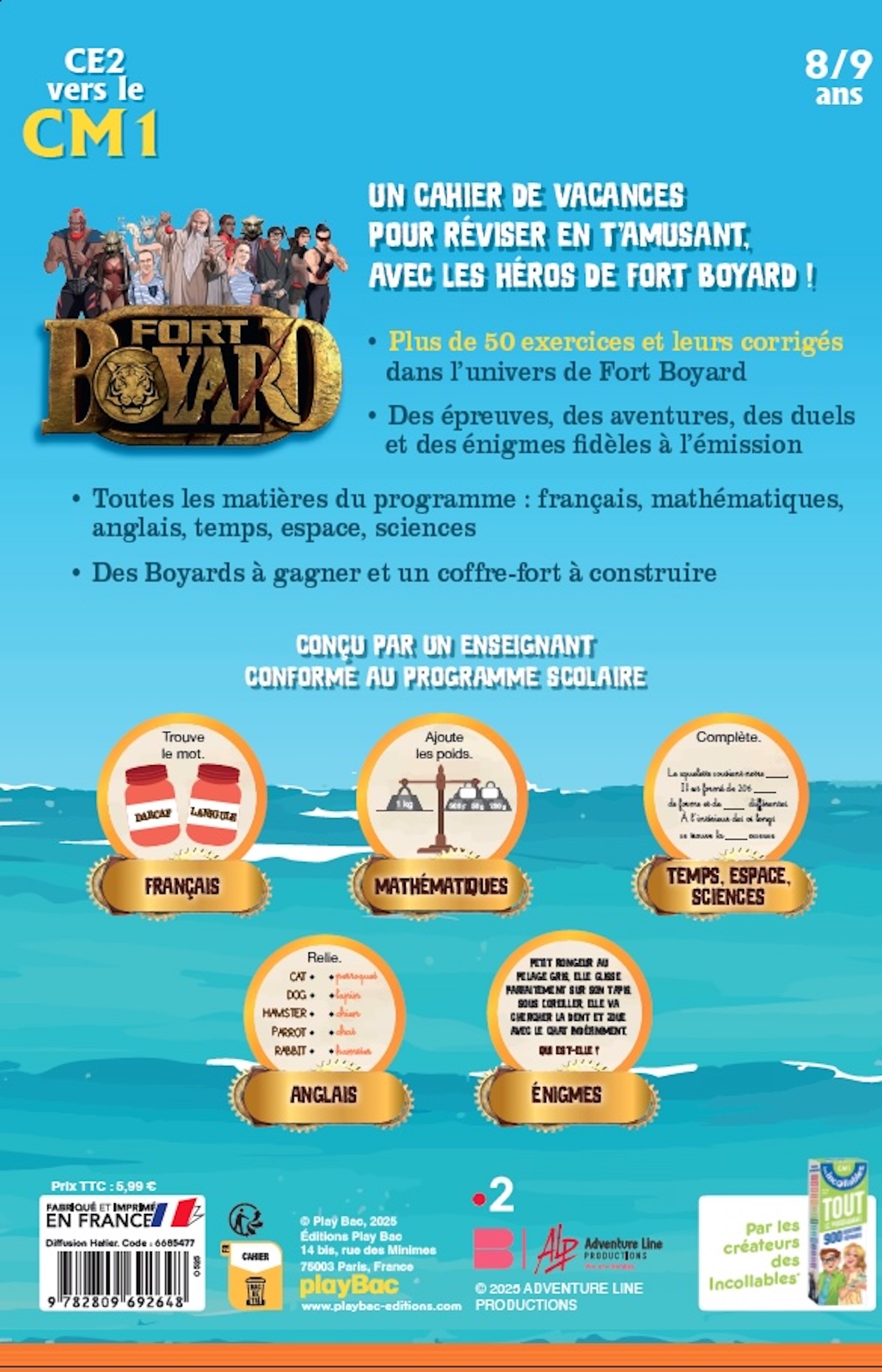 Cahier de vacances 2026 Fort Boyard - Les incollables - CE2 au CM1 - 8/9ans - ERICK ALEXANDERSON ROSAS,   - PLAY BAC