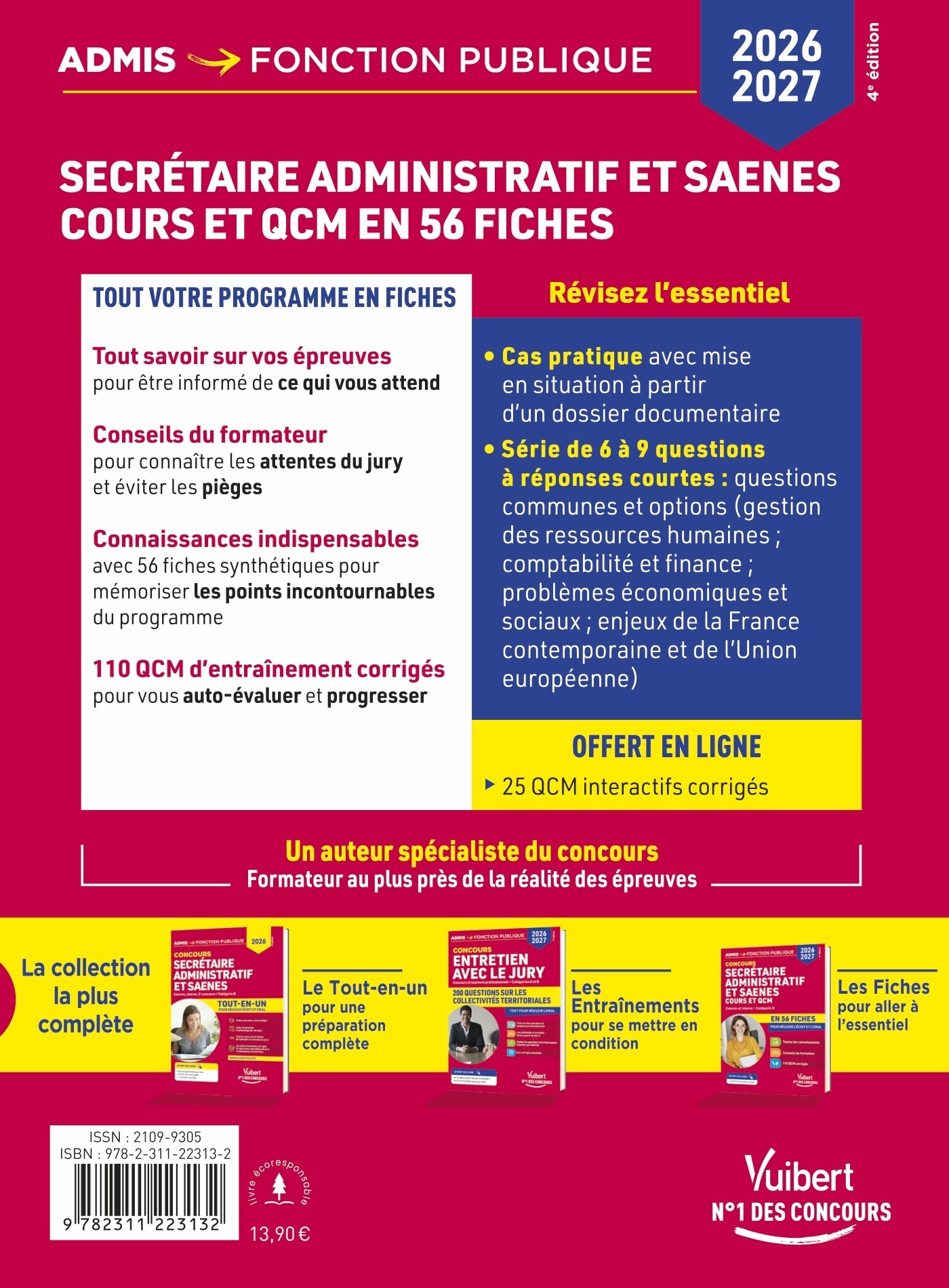 Concours Secrétaire administratif et SAENES en 56 fiches 2026-2027 - Cours et QCM - René Guimet - VUIBERT