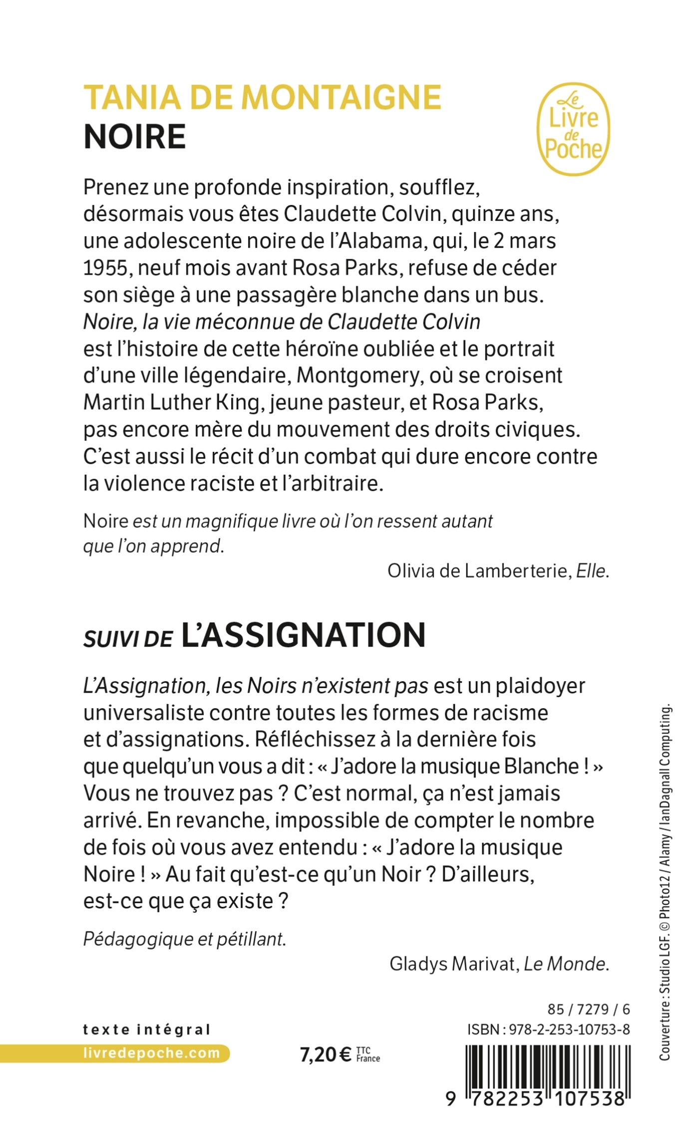 Noire, suivi de l'Assignation - Tania de Montaigne, Tania Montaigne - LGF