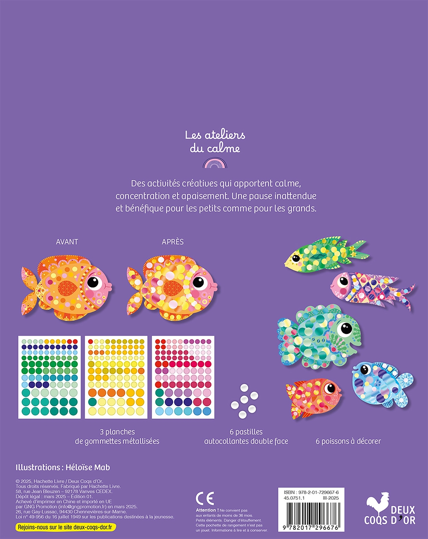 Mes poissons d'avril en gommettes métal - pochette avec accessoires -  - DEUX COQS D OR