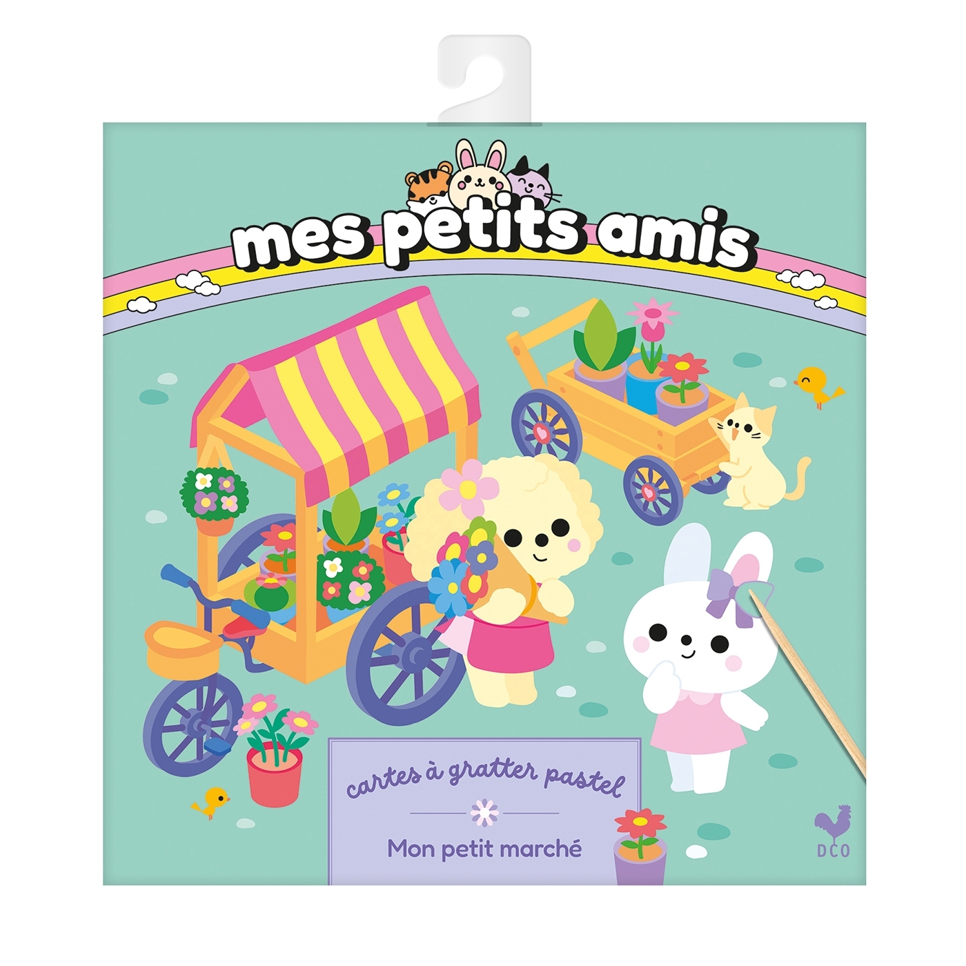 Mes petits amis - Cartes à gratter pastel Mon petit marché - pochette avec accessoires -  - DEUX COQS D OR