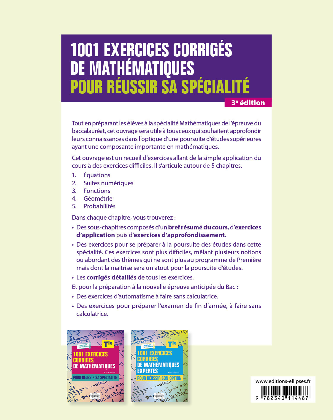 1001 exercices corrigés de Mathématiques - Première - Konrad Renard - ELLIPSES