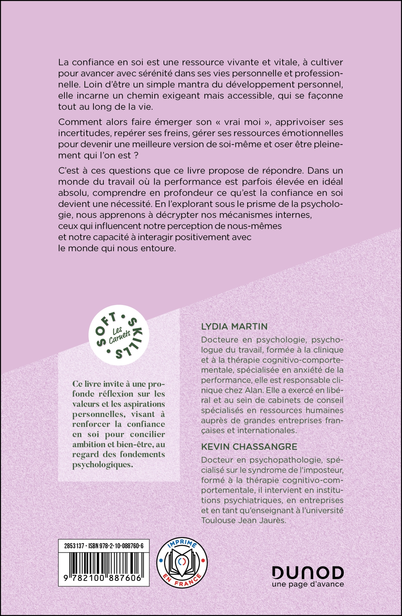 Construire la confiance en soi - Lydia Martin, Kevin Chassangre - DUNOD