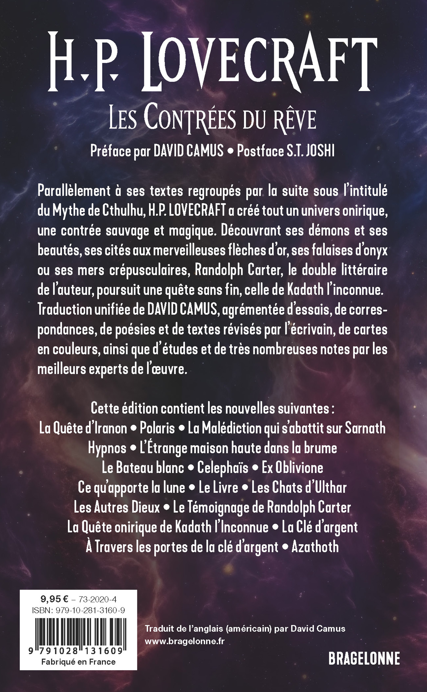 Intégrale H.P. Lovecraft, T1 : Les Contrées du rêve - Howard Philips LOVECRAFT - BRAGELONNE