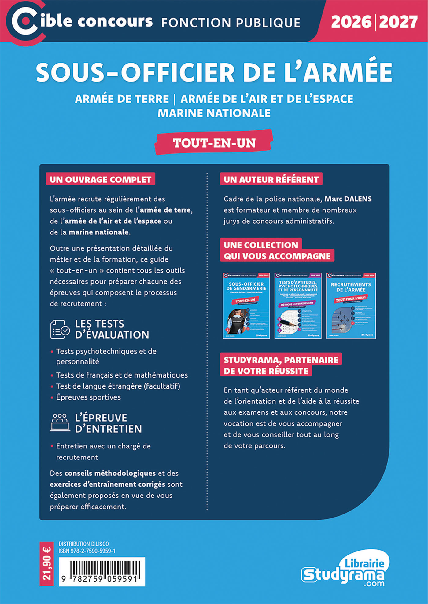Sous-officier de l'armée – armée de terre – armée de l'air et de l'espace – marine nationale – Tout-en-un - Marc Dalens - STUDYRAMA