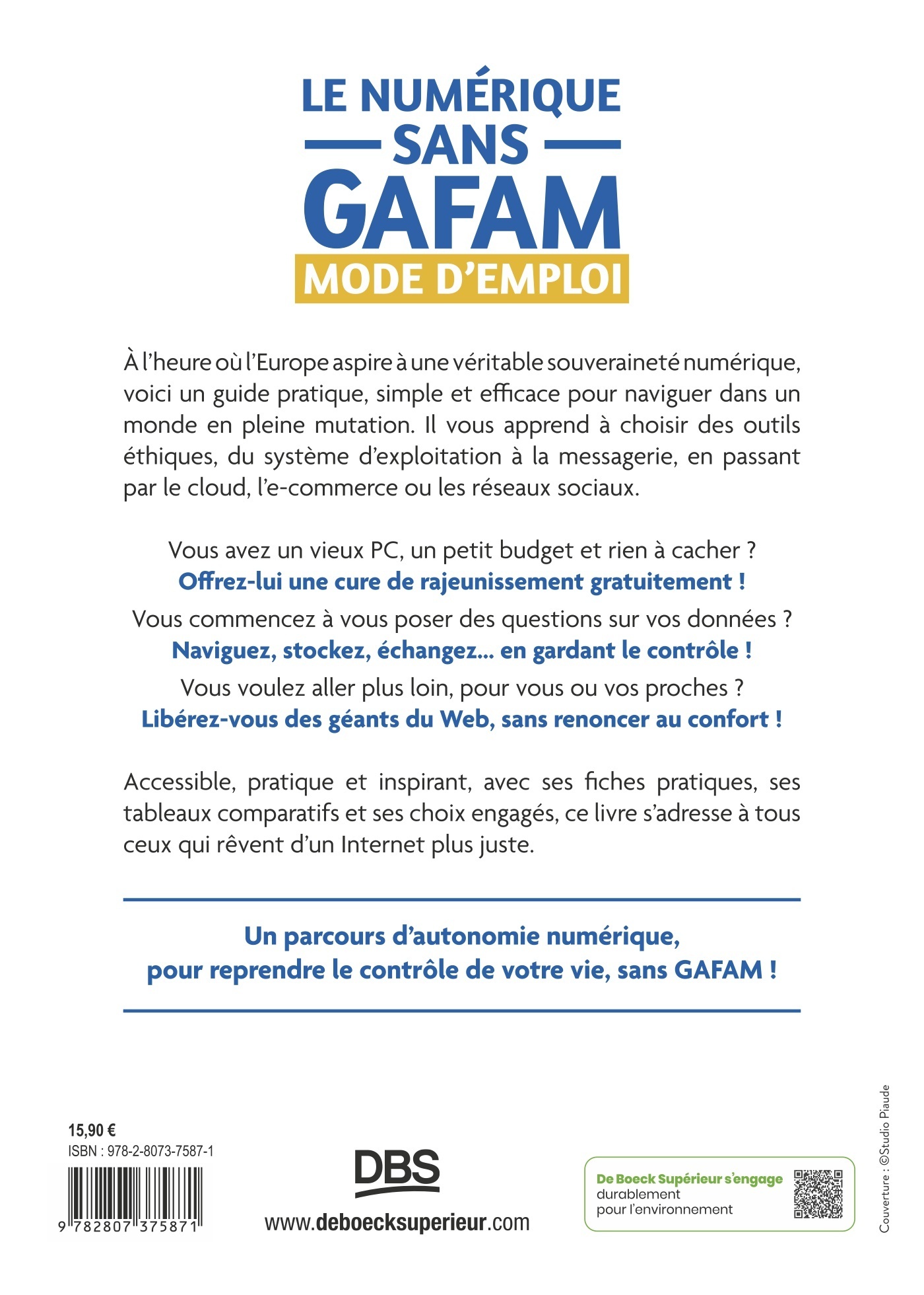 Le numérique sans GAFAM mode d'emploi - Bernard Demelin - DE BOECK SUP