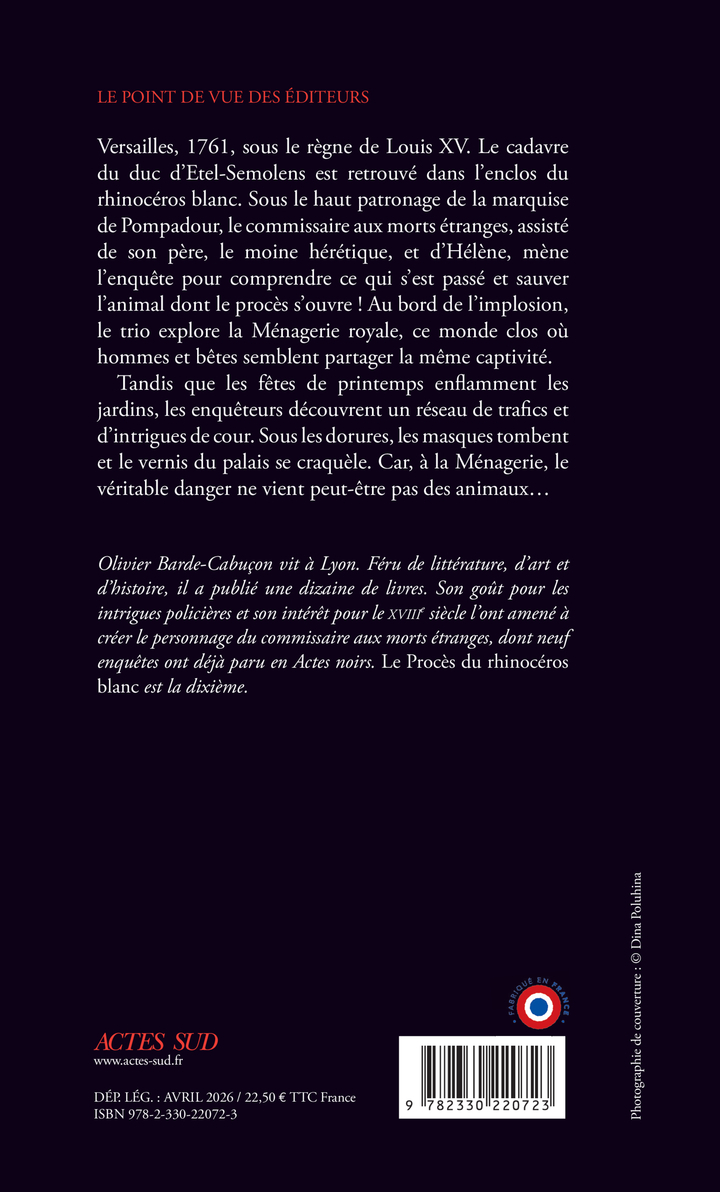 Le Procès du rhinocéros blanc - Olivier Barde-cabuçon - ACTES SUD