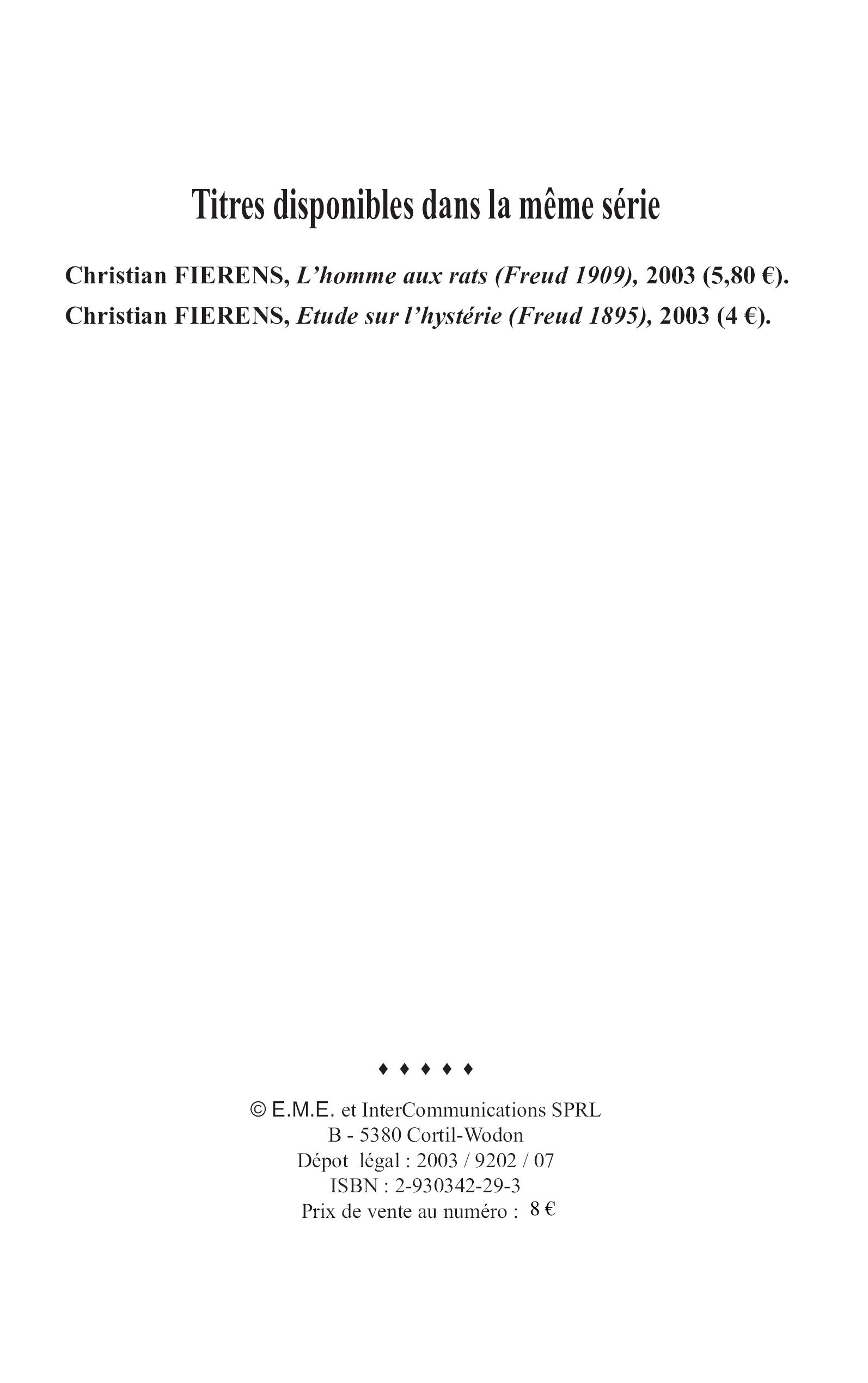 Etude sur l'hystérie (Freud 1895) - Christian Fierens - EME MODULAIRES