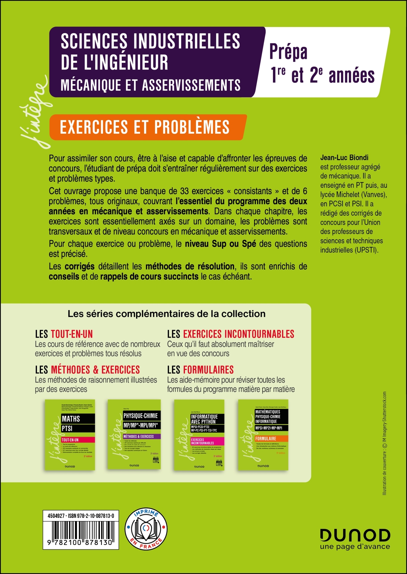 Sciences industrielles de l'ingénieur, mécanique et asservissements, exercices et problèmes - Jean-Luc Biondi - DUNOD