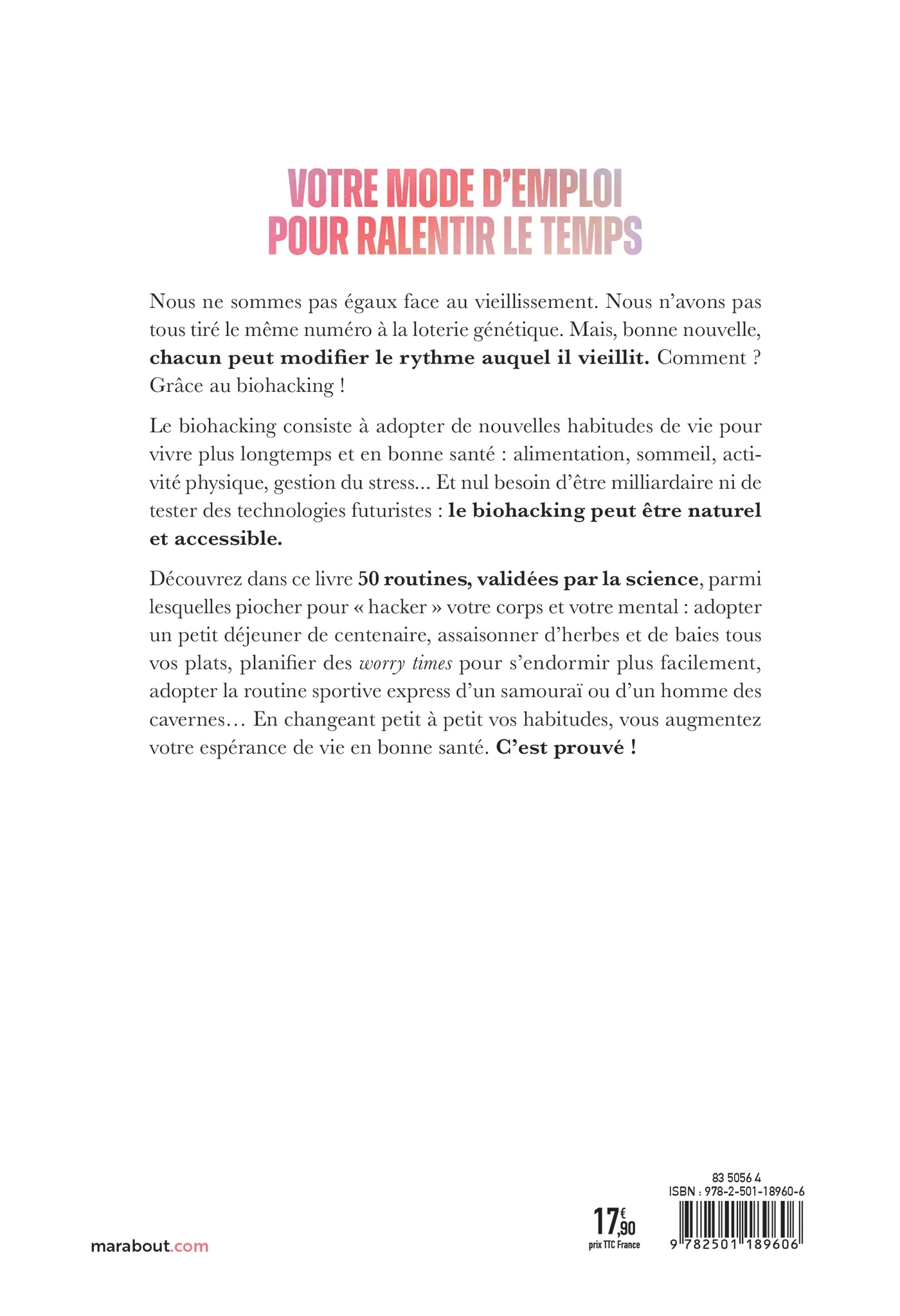 Rester jeune grâce au bio-hacking - Aline Perraudin - MARABOUT