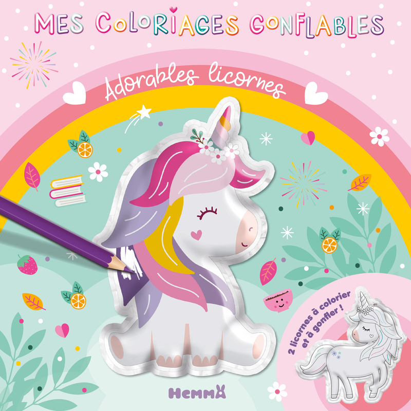 Mes coloriages gonflables - Adorables licornes - 2 licornes à colorier et à gonfler -  - HEMMA