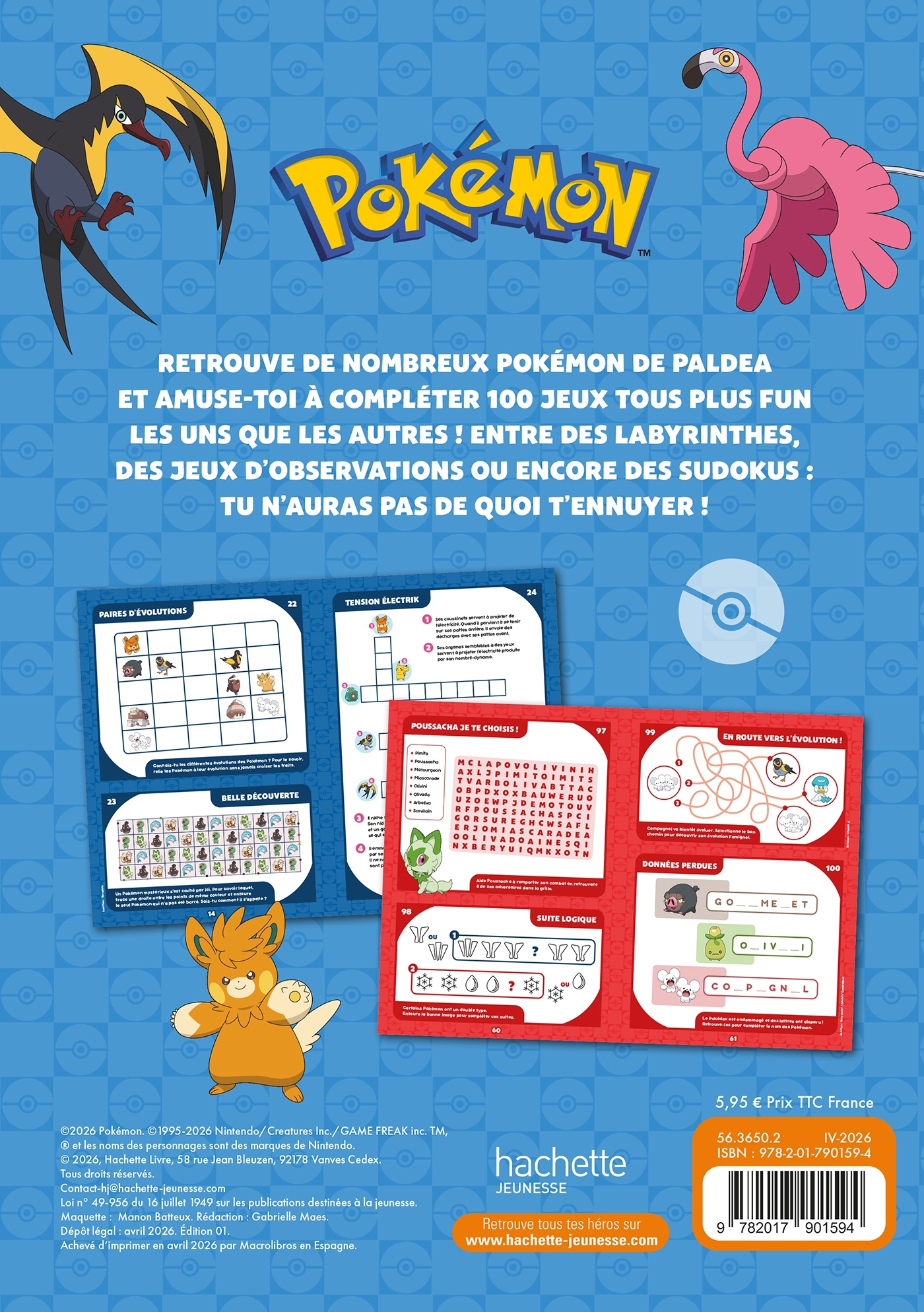 Pokémon - 100 jeux - ERICK ALEXANDERSON ROSAS,   - HACHETTE JEUN.
