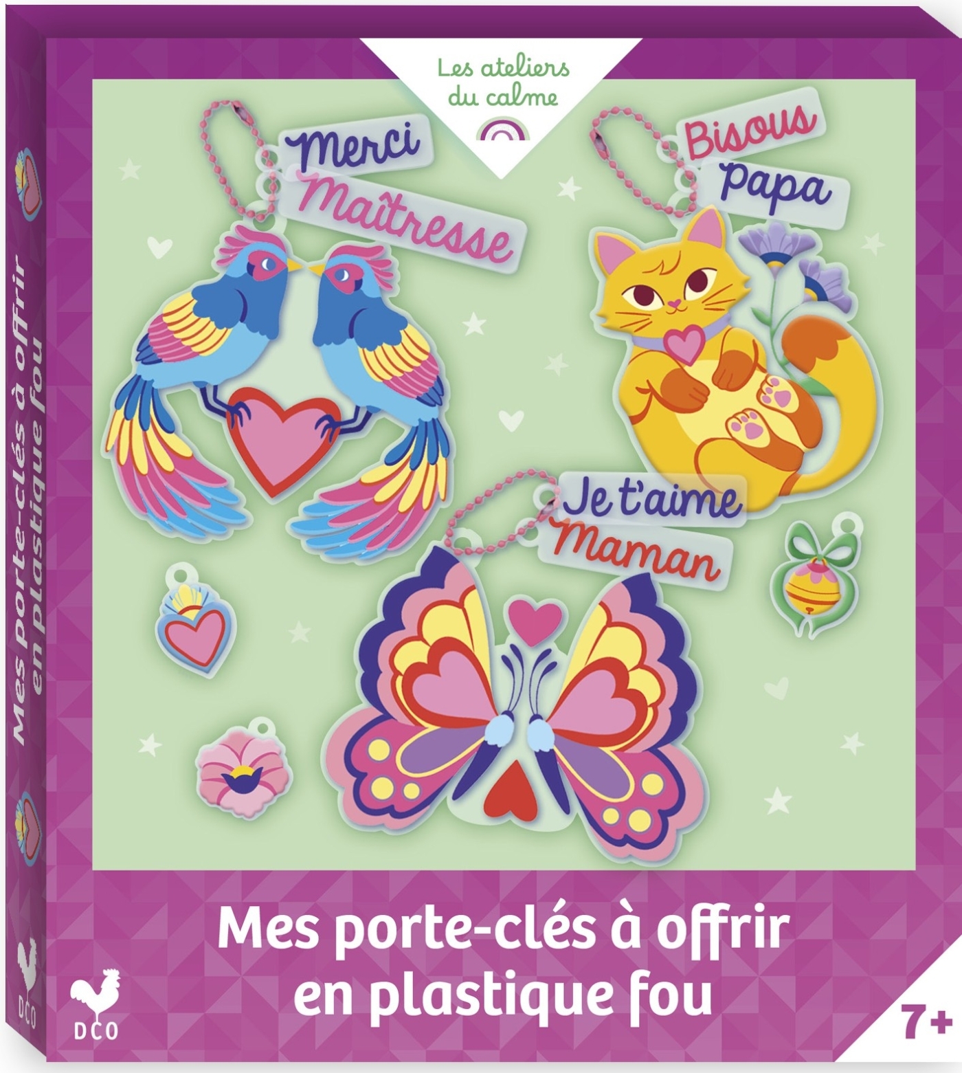 Mes porte-clés à offrir en plastique fou - mini boîte avec accessoires -  - DEUX COQS D OR