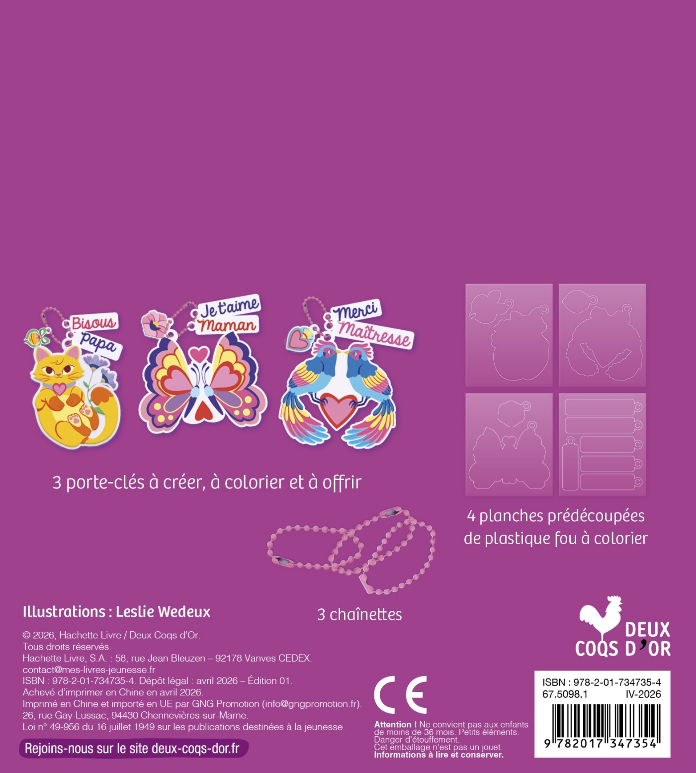 Mes porte-clés à offrir en plastique fou - mini boîte avec accessoires -  - DEUX COQS D OR