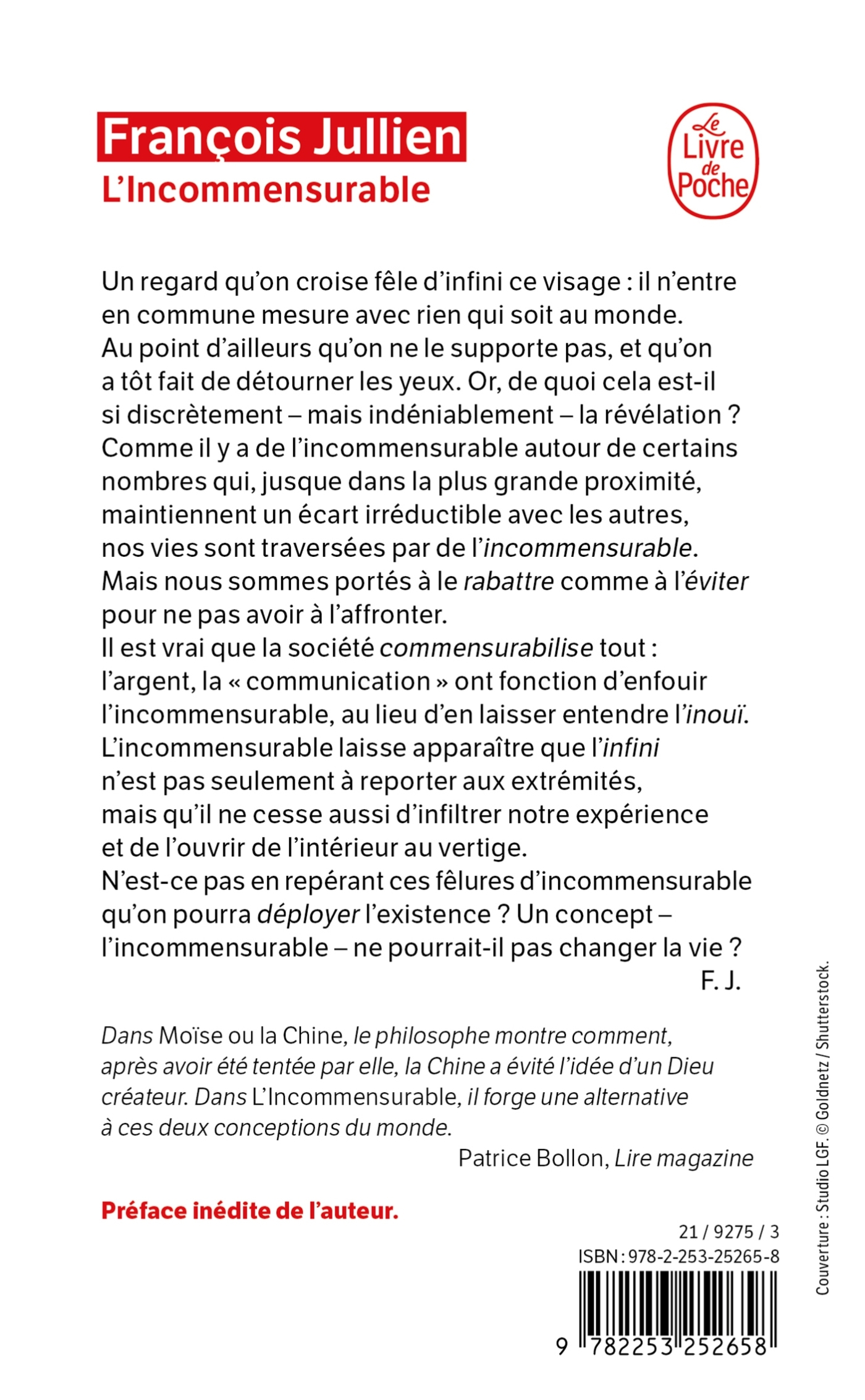 L'incommensurable - François Jullien - LGF