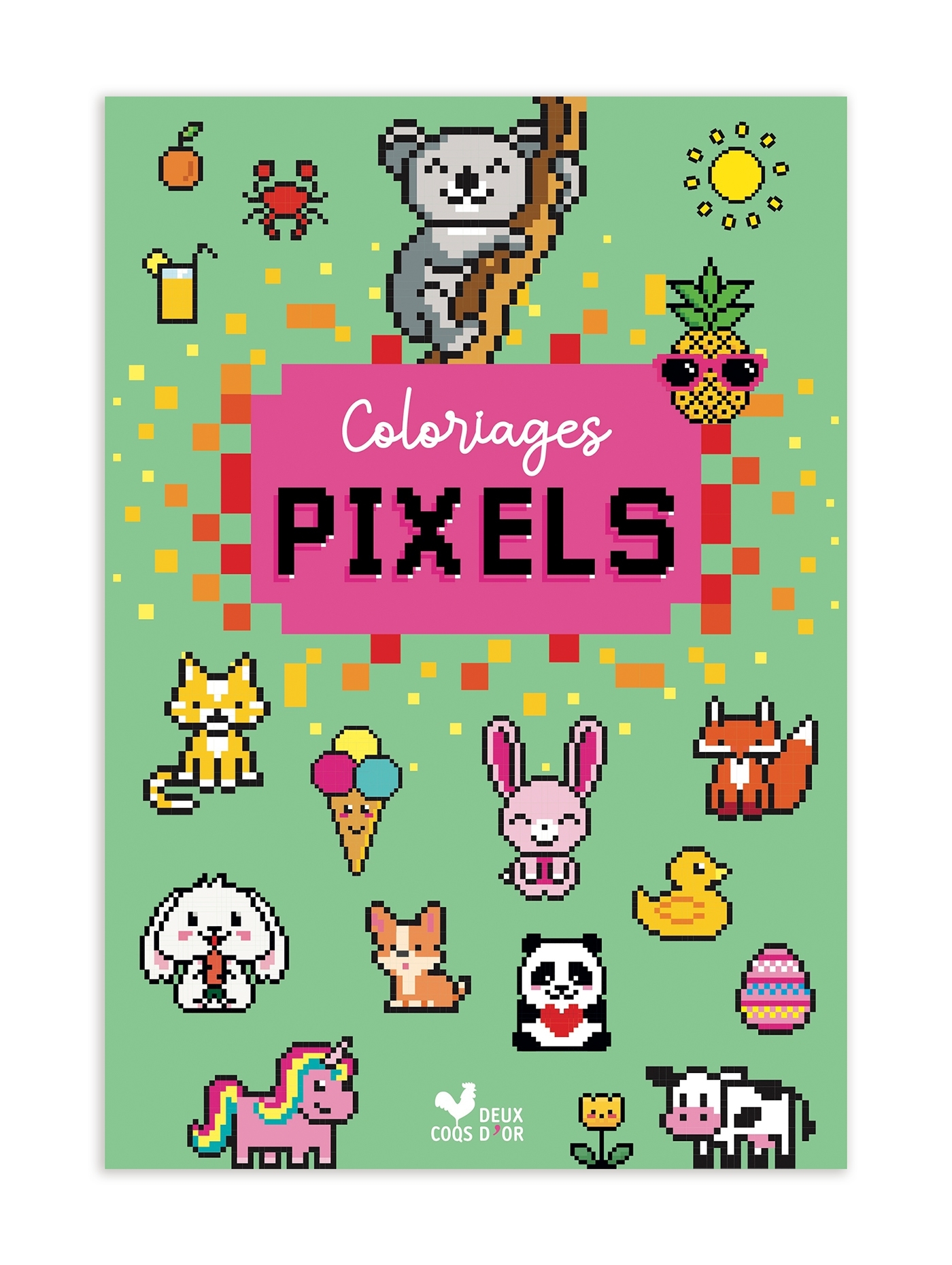 Coloriages pixels -  - DEUX COQS D OR
