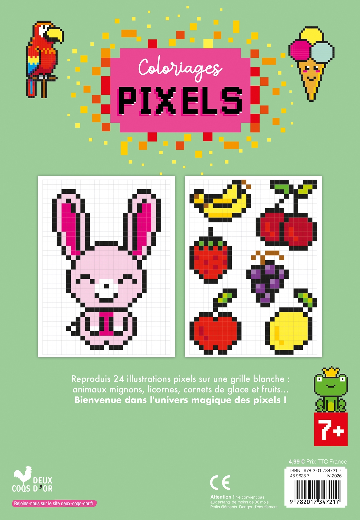 Coloriages pixels -  - DEUX COQS D OR
