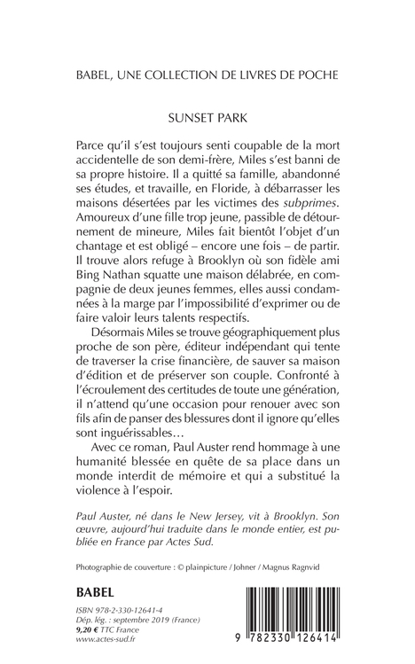 Sunset Park - Paul Auster - ACTES SUD