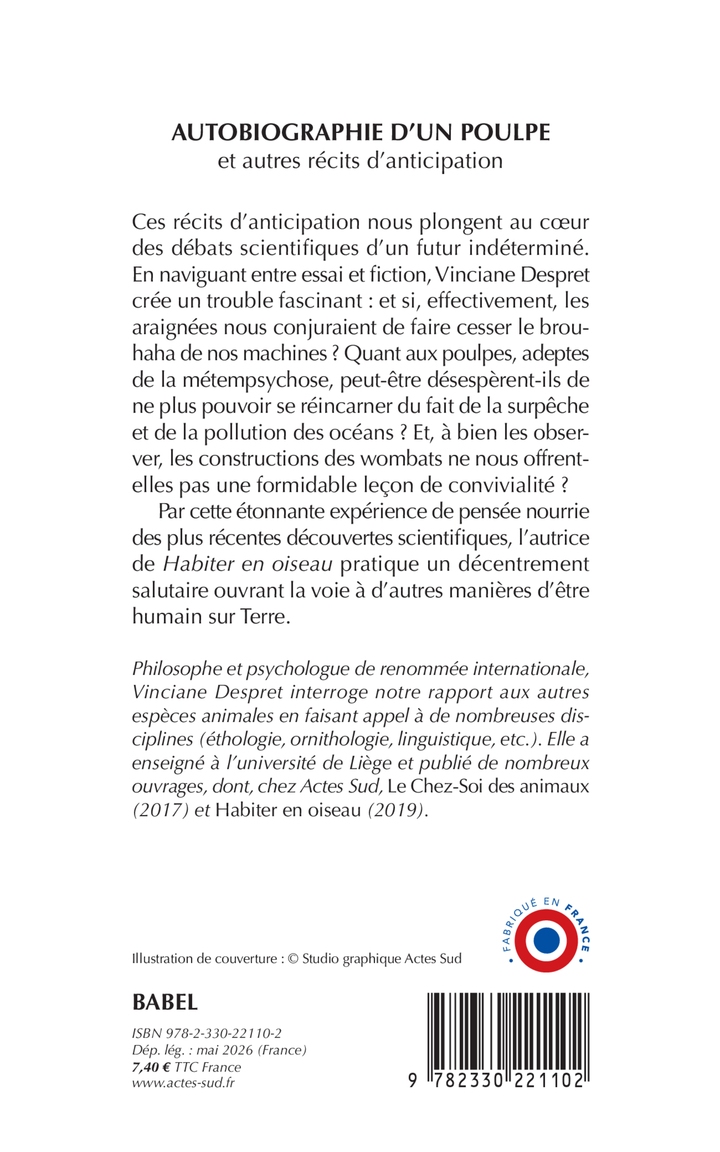 Autobiographie d'un poulpe - Vinciane Despret - ACTES SUD