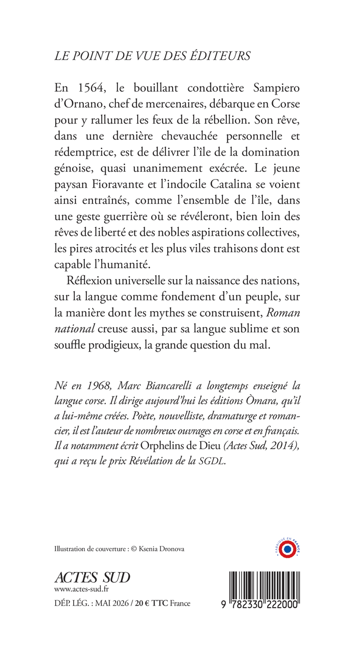 Roman national - Marc Biancarelli - ACTES SUD