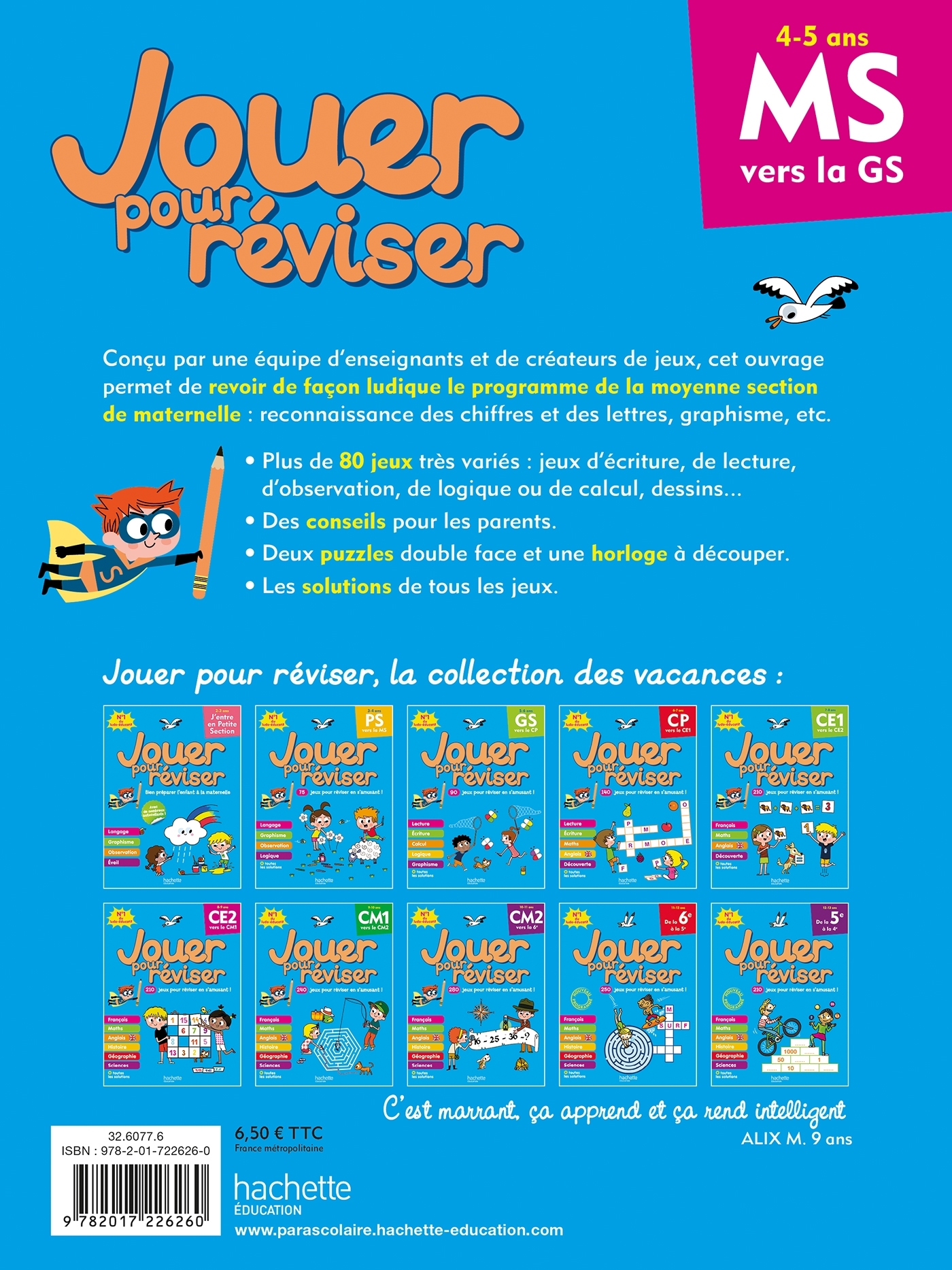 Jouer pour réviser - De la Moyenne à la Grande Section 4-5 ans - Cahier de vacances 2026 - ERICK ALEXANDERSON ROSAS,   - HACHETTE EDUC