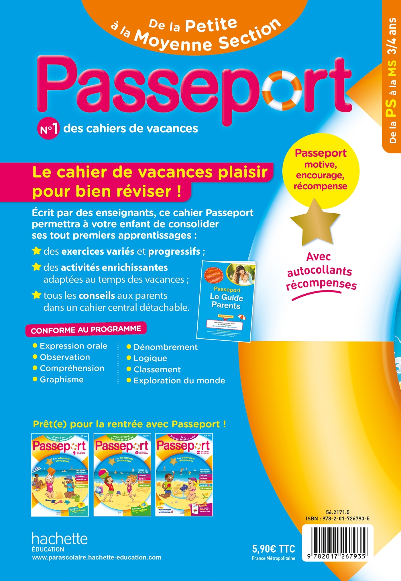 Passeport Maternelle - De la Petite à la Moyenne Section (3-4 ans) - Cahier de vacances 2026 - Nadia Poure, Marie-Christine Exbrayat - HACHETTE EDUC