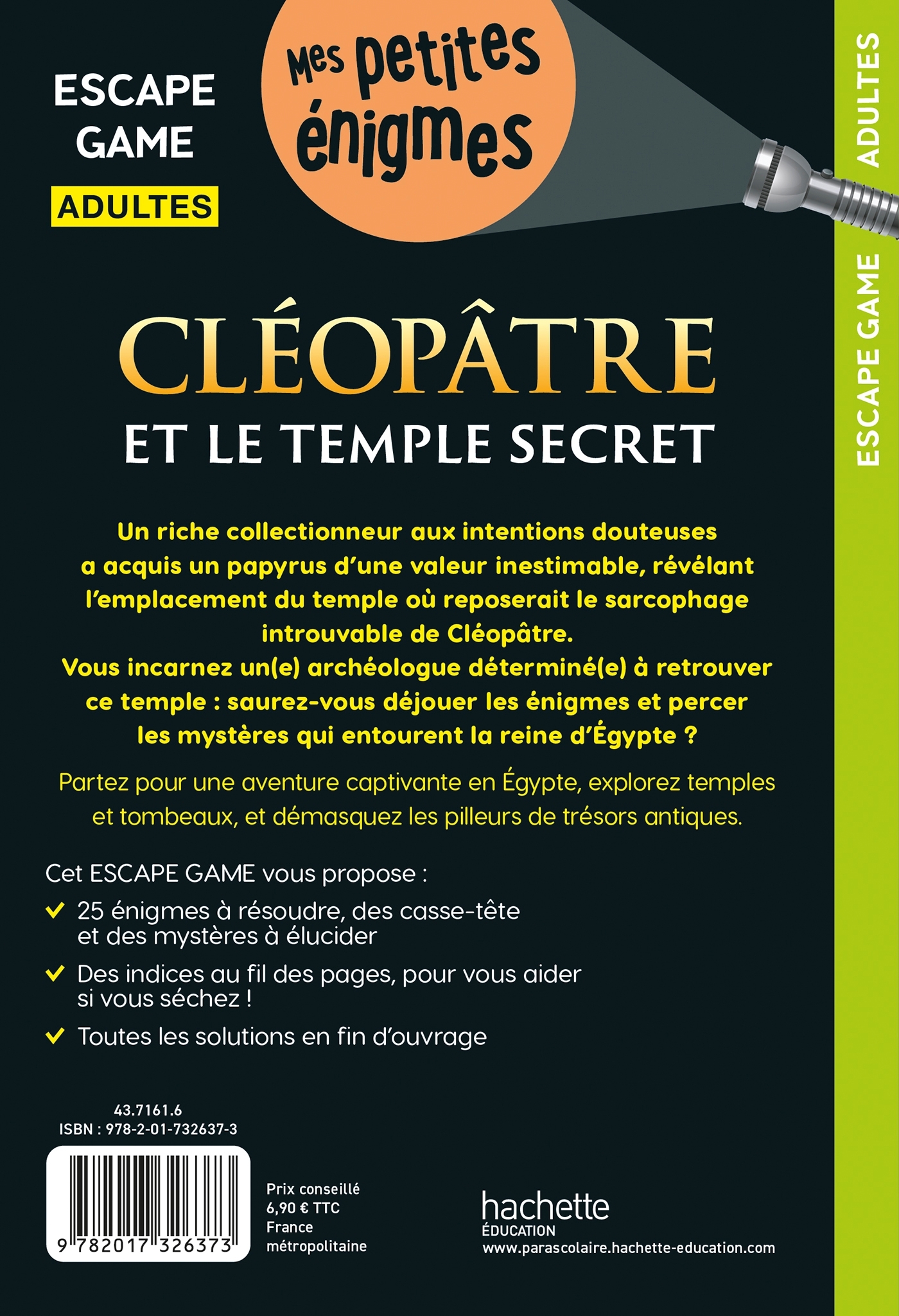Escape Game Adultes - Cléopâtre et le temple secret - Arnaud Cebollada - HACHETTE EDUC