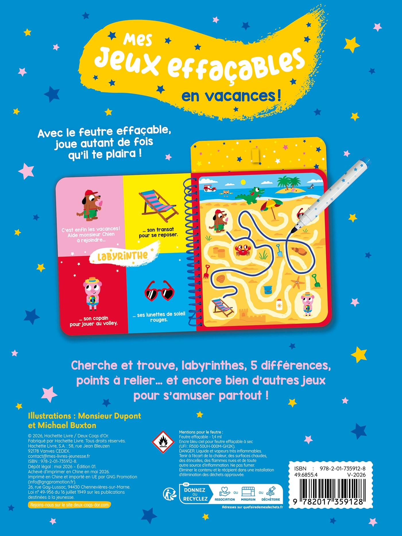 Mes jeux effaçables - en vacances ! -  - DEUX COQS D OR