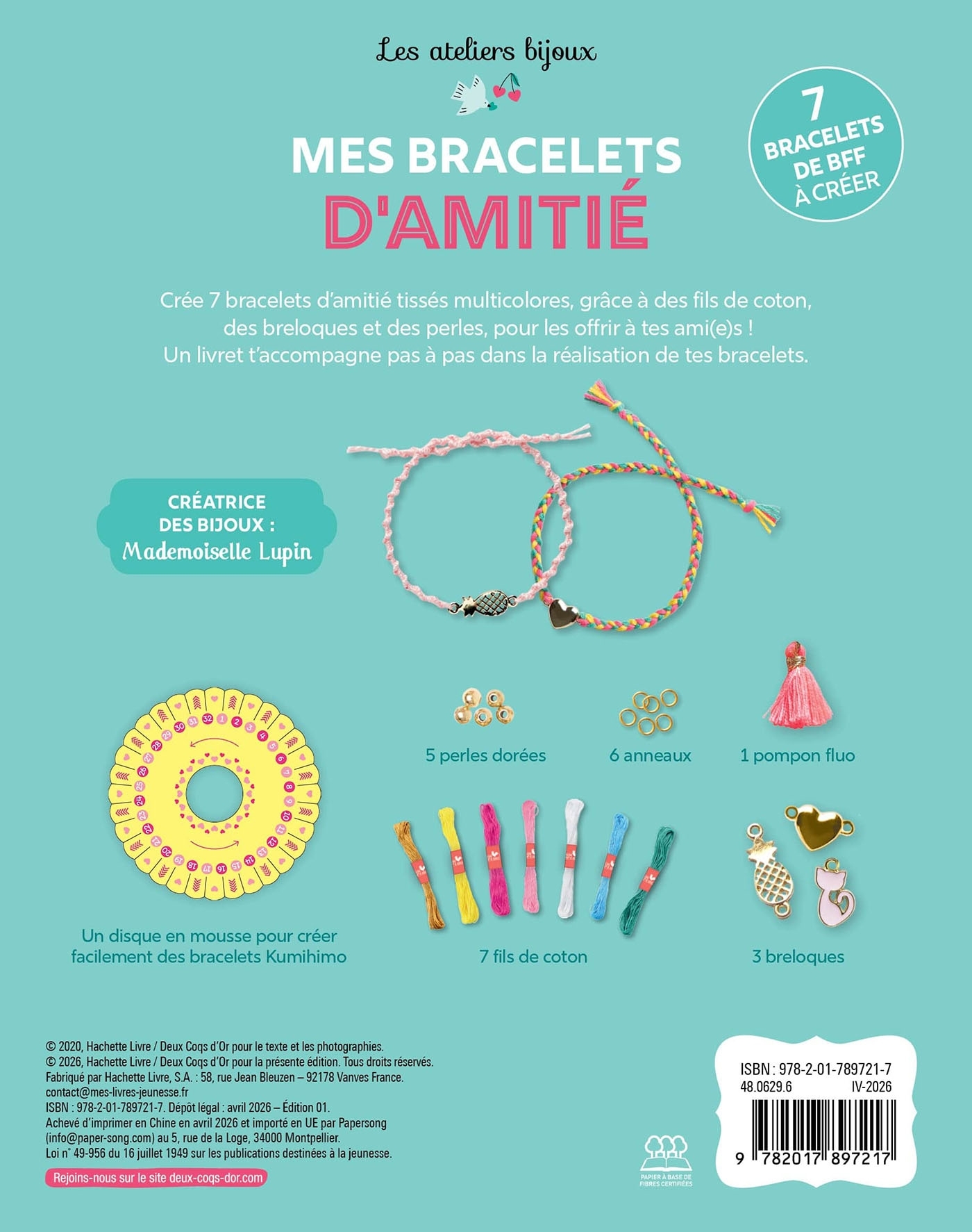 Mes bracelets d'amitié - coffret avec accessoires - Mademoiselle Lupin - DEUX COQS D OR