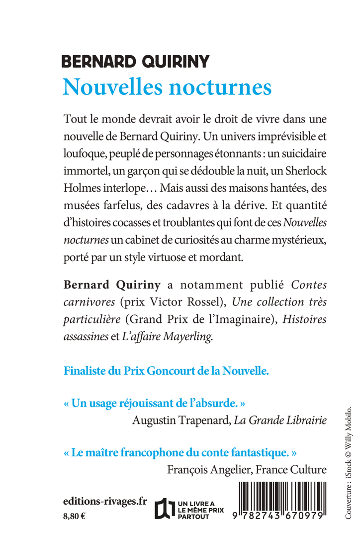 Nouvelles nocturnes - Bernard Quiriny - RIVAGES