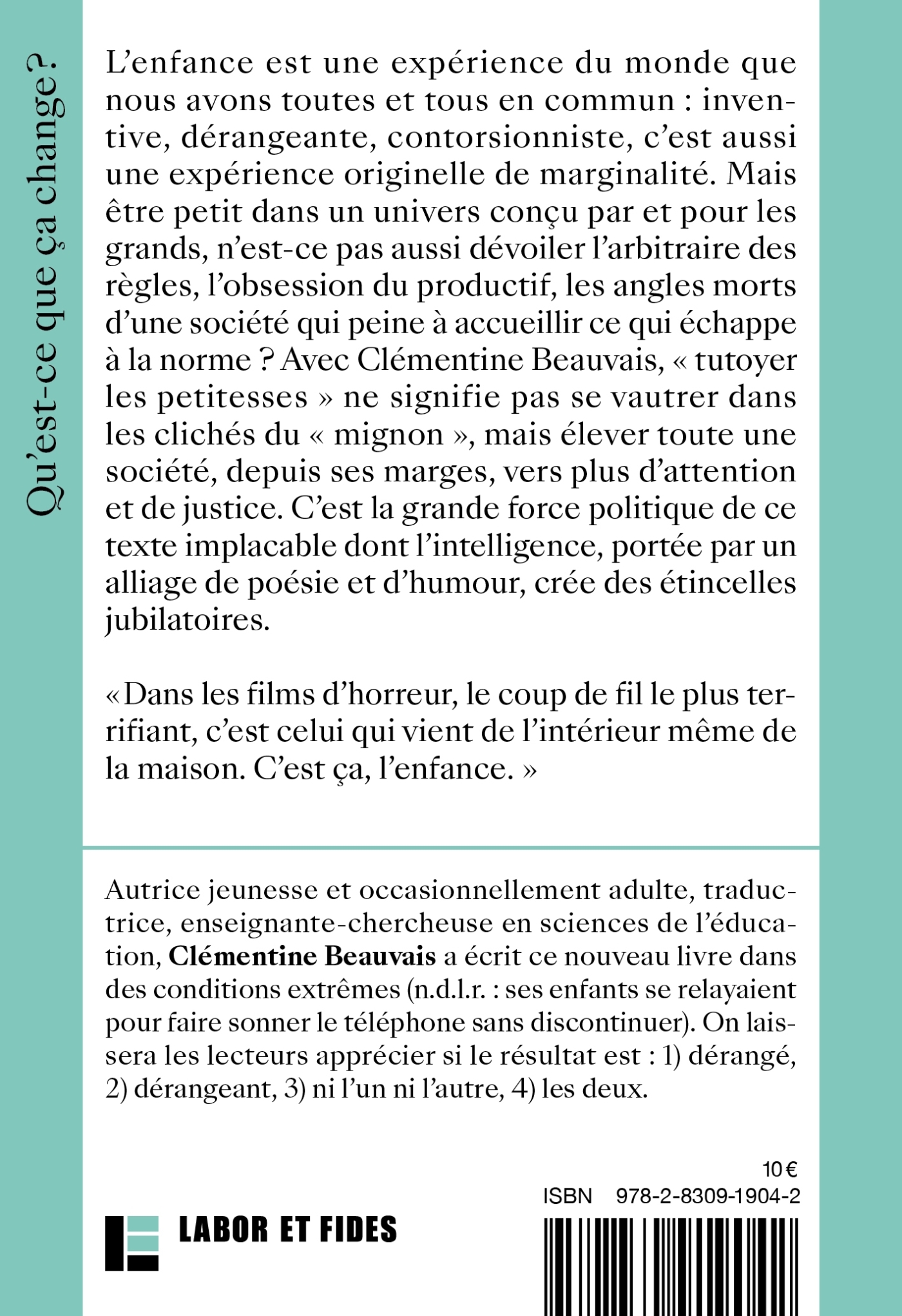 L'enfance - Clémentine Beauvais - LABOR ET FIDES