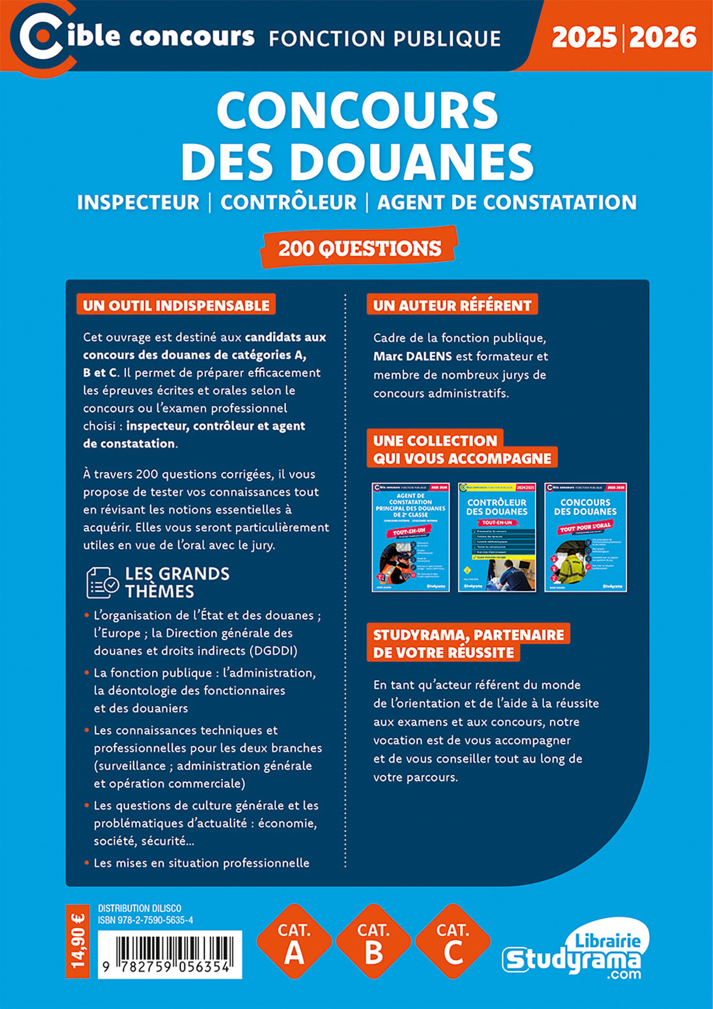 Concours des douanes – 200 questions (Catégories A, B et C – Édition 2025-2026) - Marc Dalens - STUDYRAMA