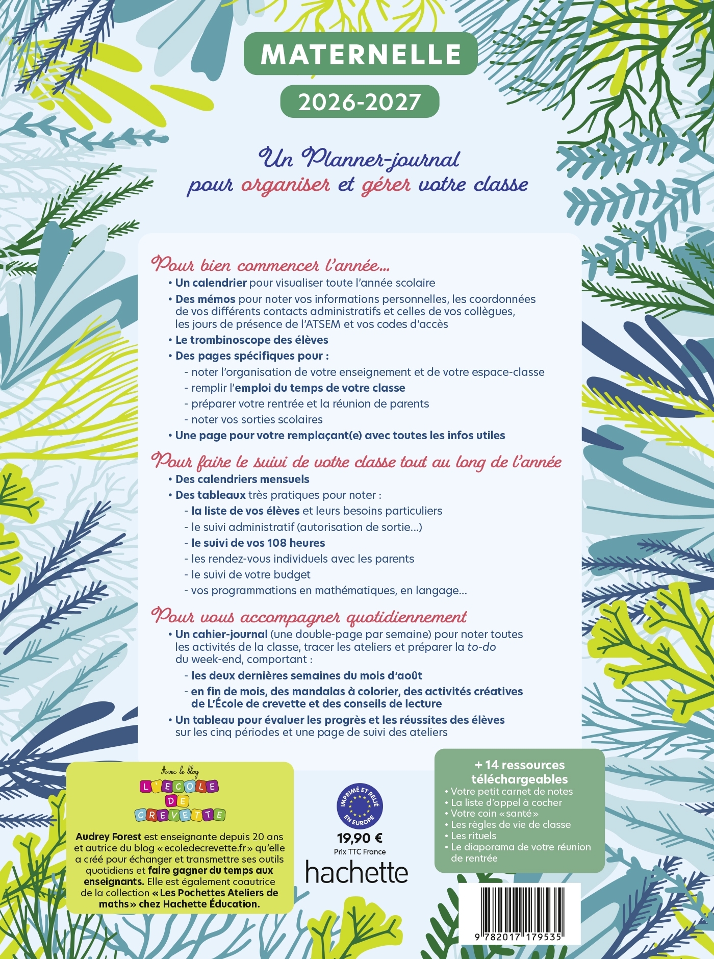 Mon planner journal de prof d'école Maternelle - Edition 2026-2027 - Audrey Forest - HACHETTE EDUC