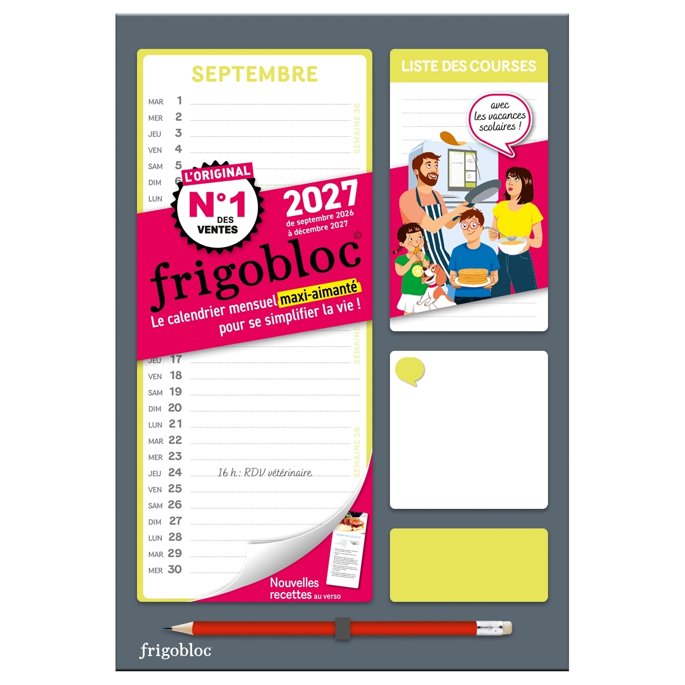 Frigobloc Mensuel Compact 2027  - Calendrier Compact / mois (de sept. 2026 à déc. 2027) -   - PLAY BAC
