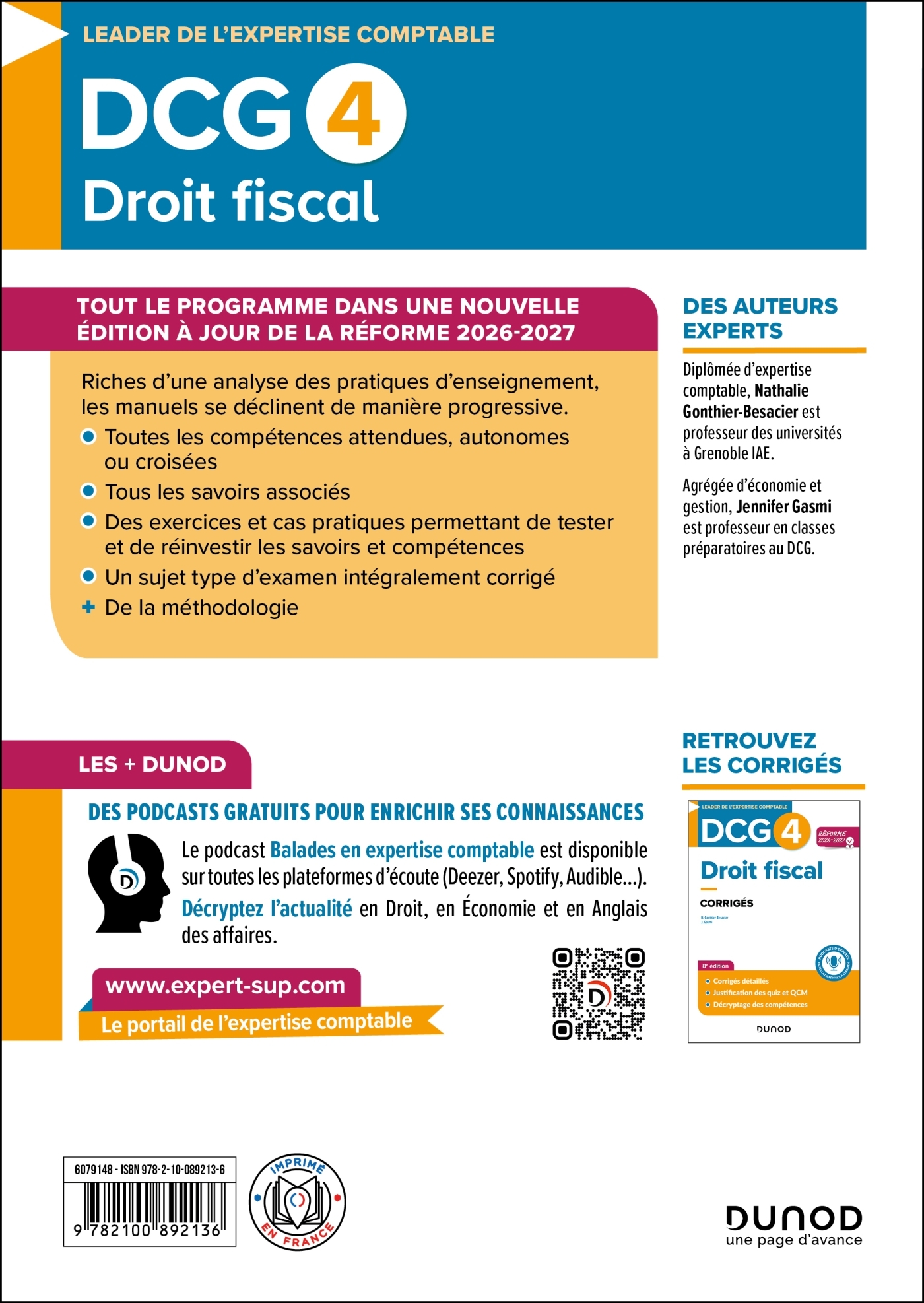 DCG 4 - Droit fiscal - Manuel - Réforme 2026-2027 - Nathalie Gonthier-Besacier, Jennifer Gasmi - DUNOD