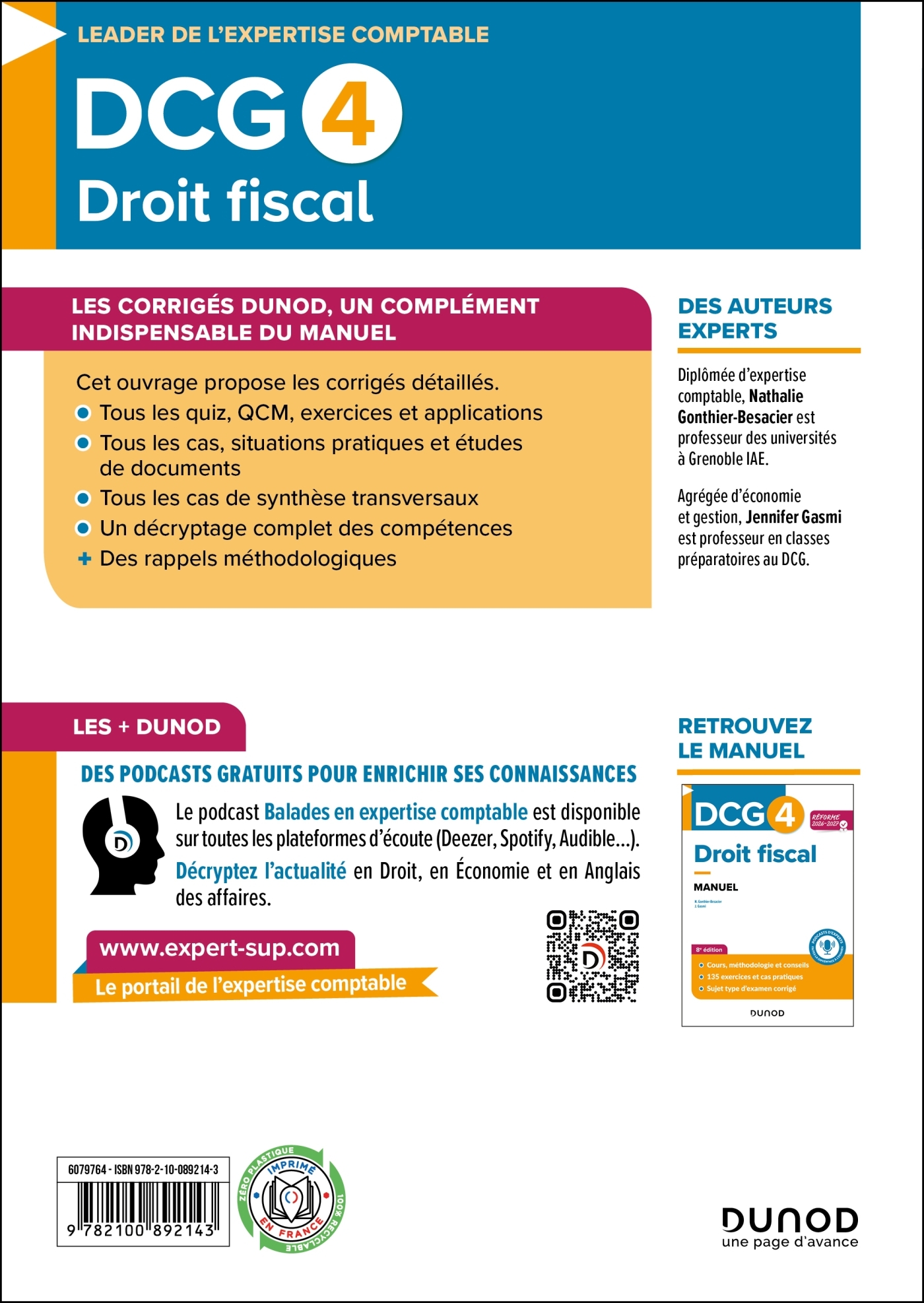 DCG 4 - Droit fiscal - Corrigés - Réforme 2026-2027 - Nathalie Gonthier-Besacier, Jennifer Gasmi - DUNOD