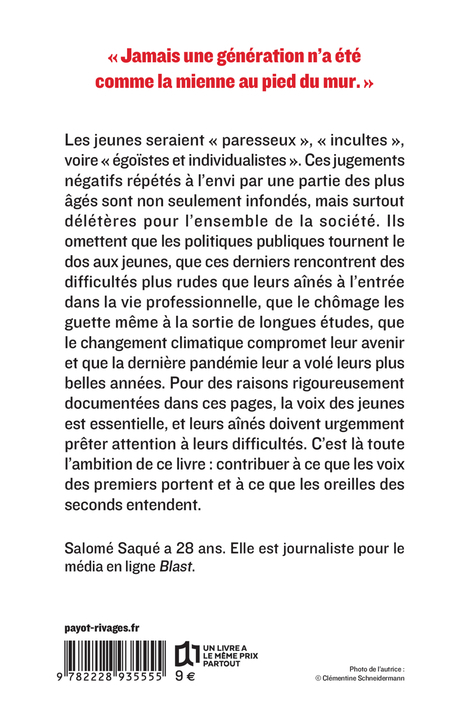 Sois jeune et tais-toi - Salomé Saqué - PAYOT