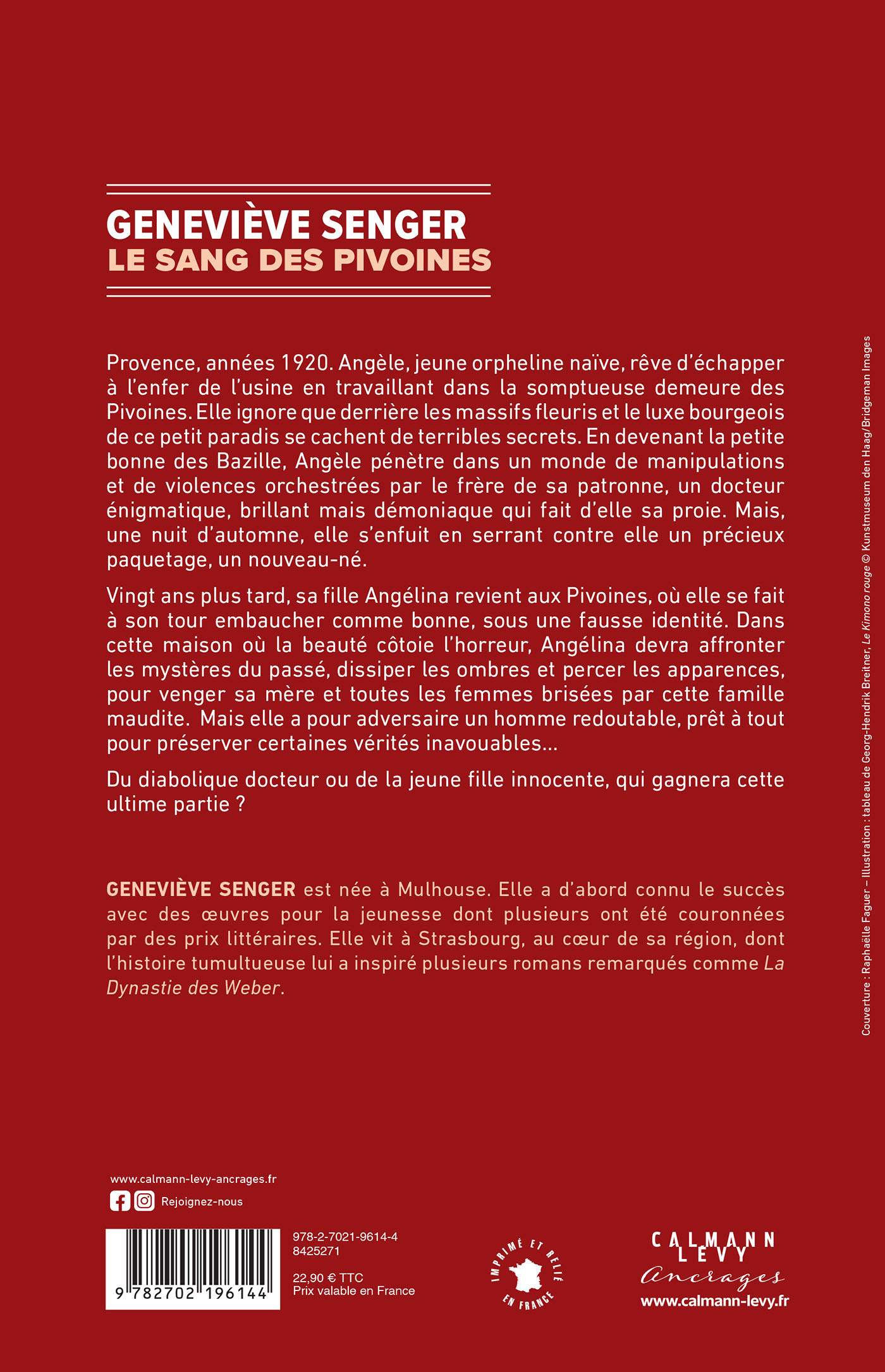 Le Sang des pivoines - Genevieve Senger - CALMANN-LEVY