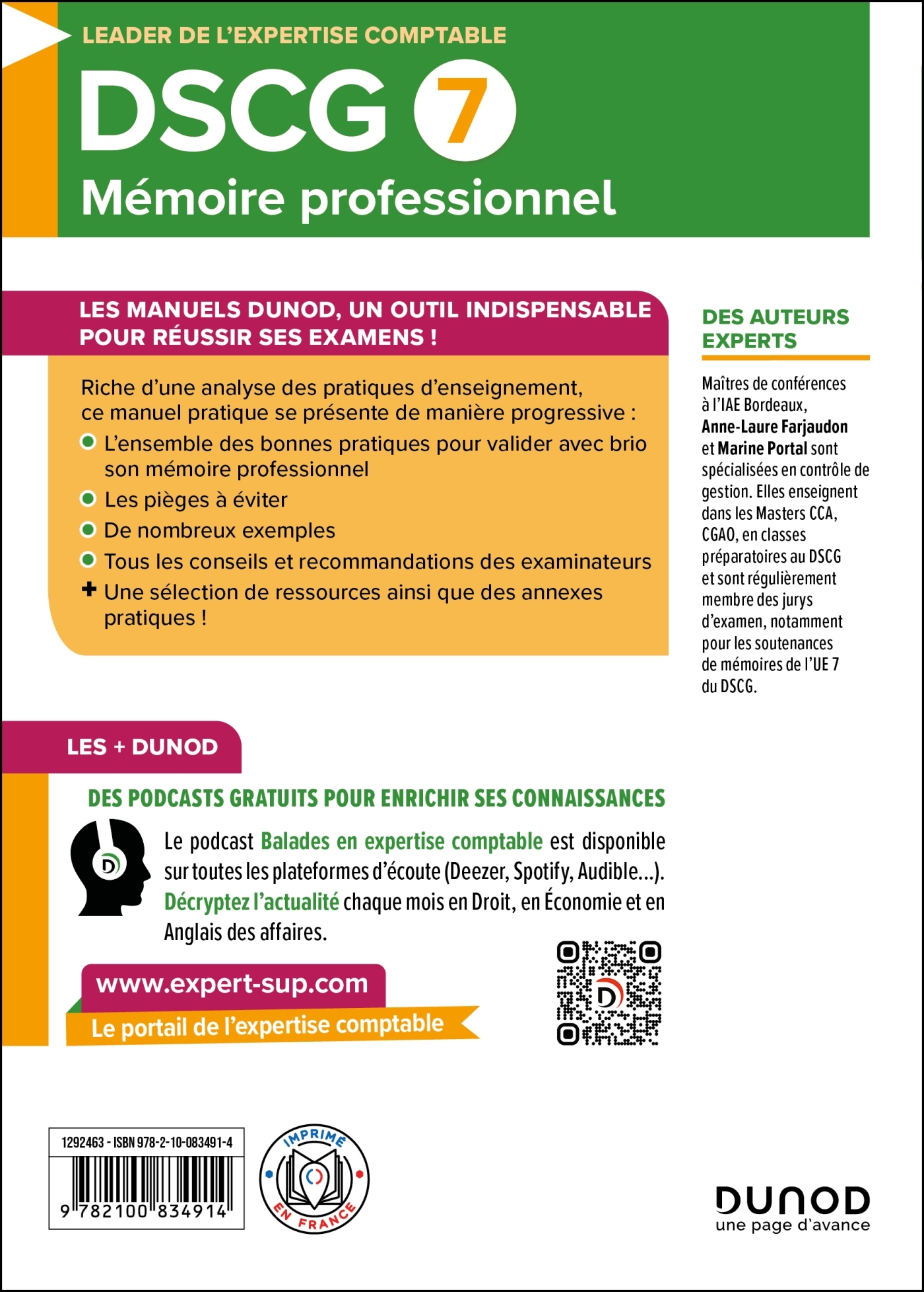 DSCG 7 - Mémoire professionnel - Marine Portal, Anne-Laure Farjaudon - DUNOD