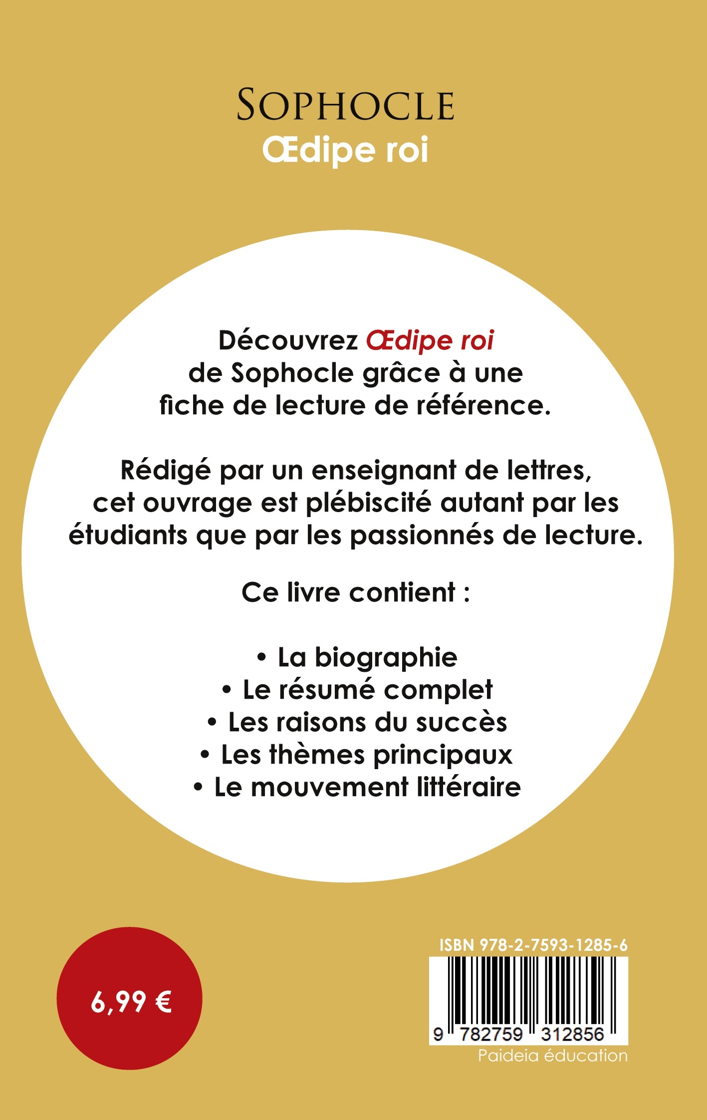 Fiche de lecture Oedipe roi (Étude intégrale) -  Sophocle - PAIDEIA EDUC FR