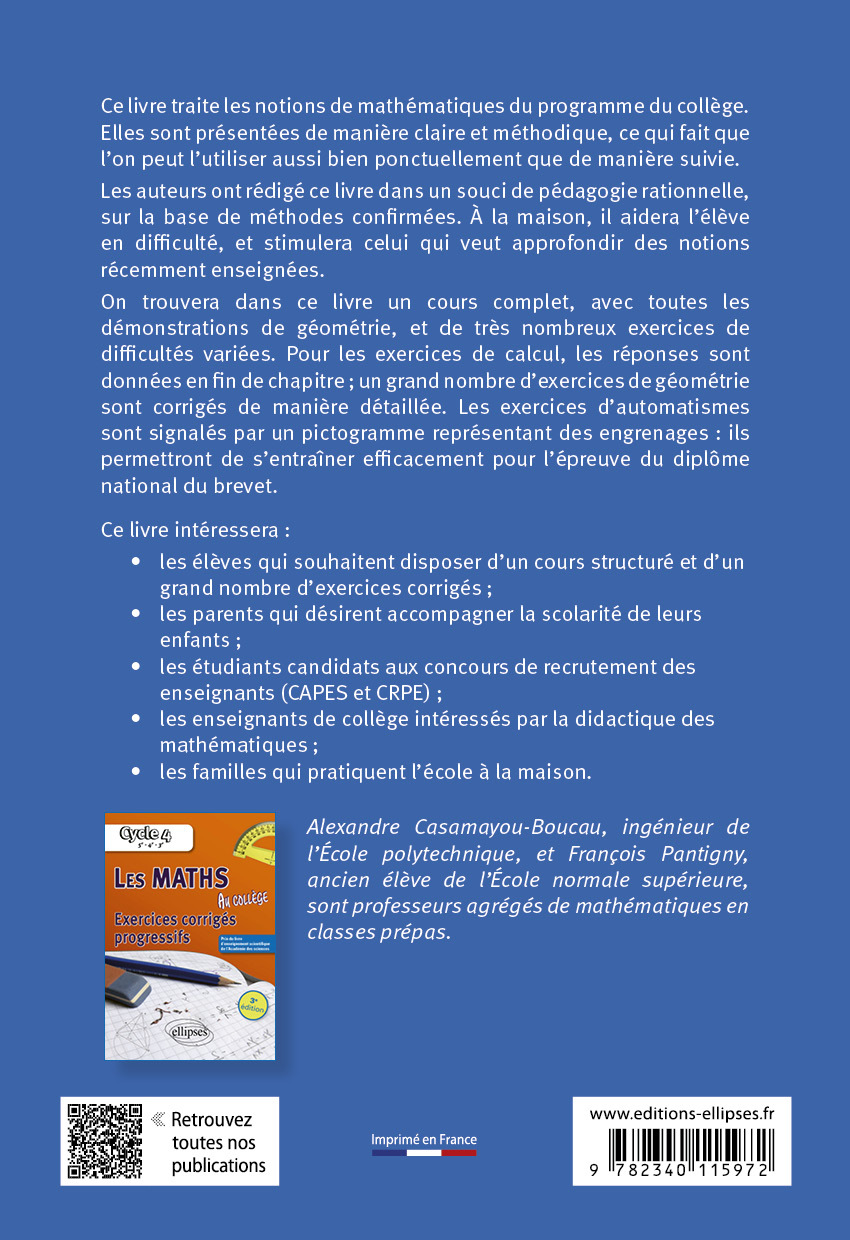 Les mathématiques au collège : démontrer pour comprendre. Cycle 4 - Alexandre Casamayou-Boucau, François Pantigny - ELLIPSES
