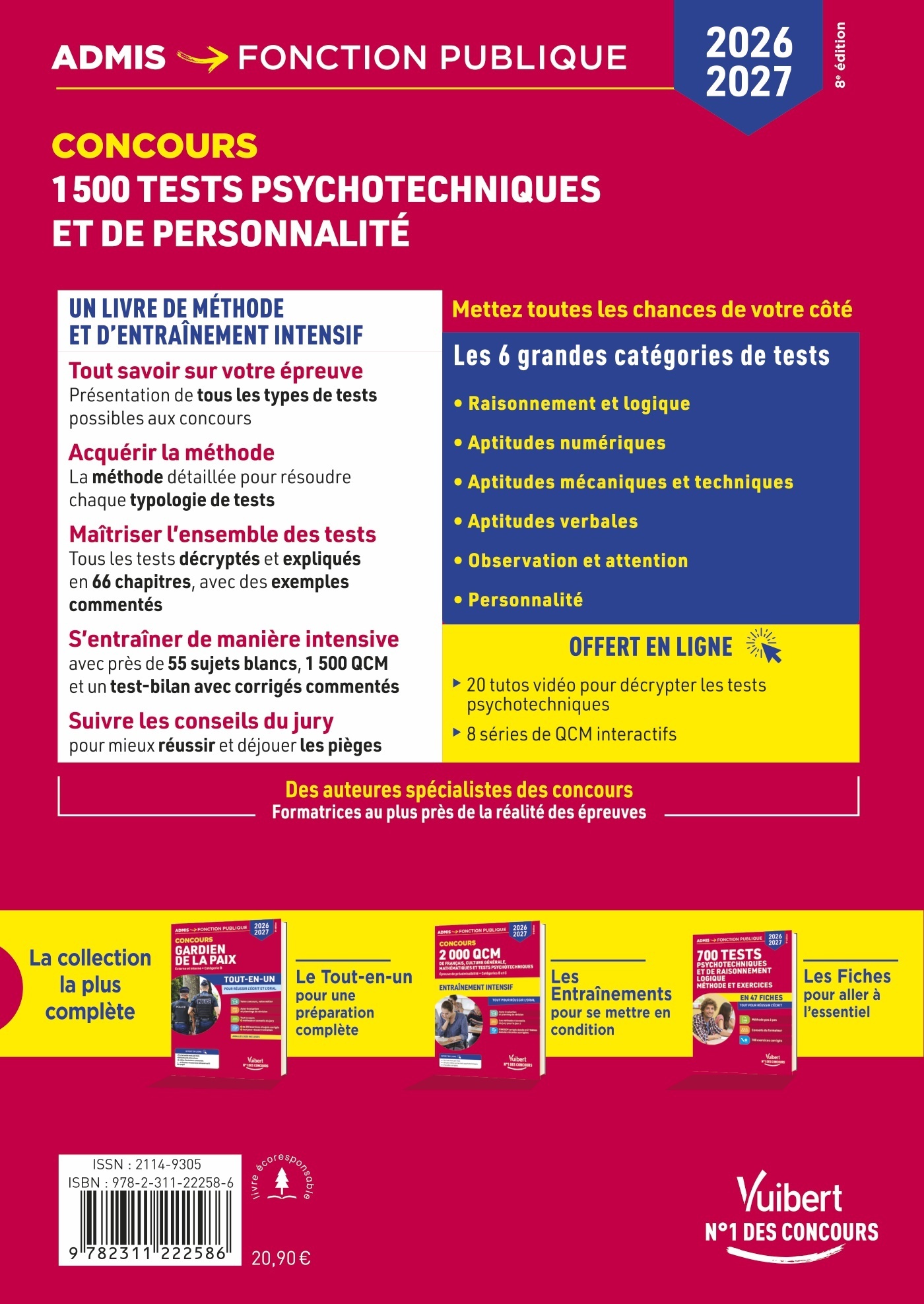 1500 tests psychotechniques et de personnalité - Méthode et entraînement intensif - Concours 2026-2027 - Sonia Deschamps, Ghyslaine Benoist - VUIBERT
