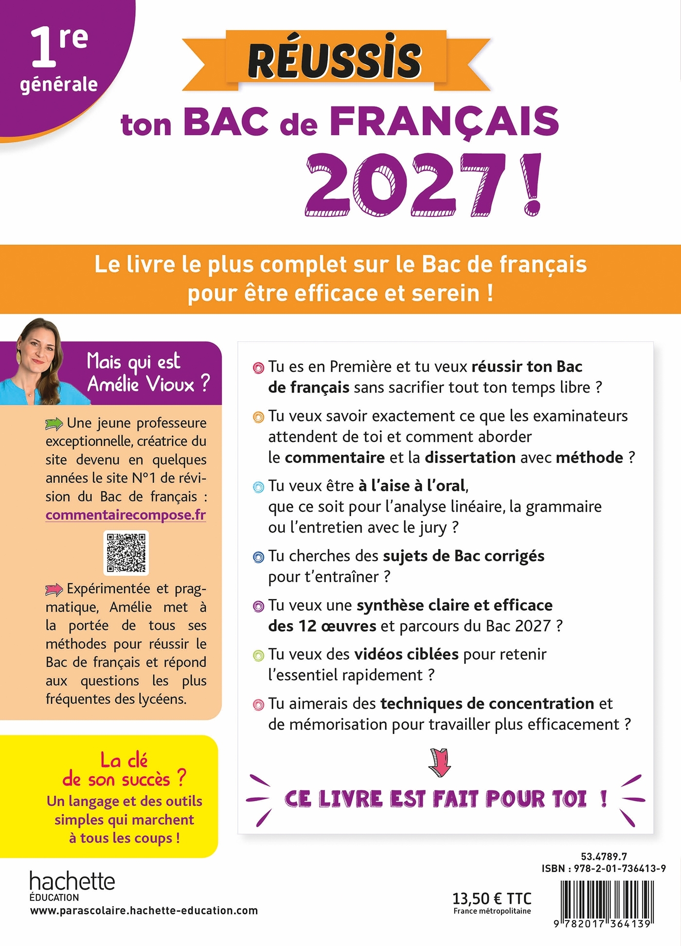 Réussis ton Bac de français 2027 avec Amélie Vioux 1re générale - Amélie Vioux - HACHETTE EDUC