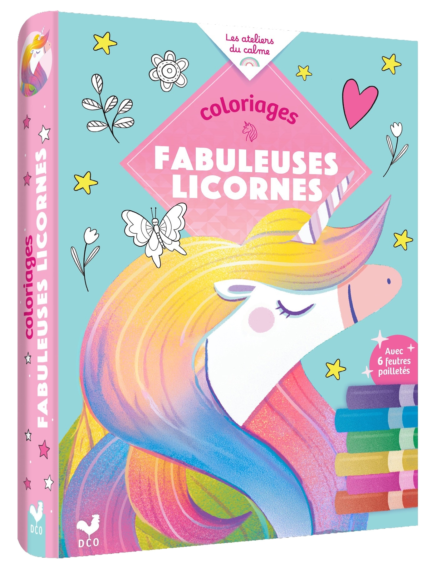 Coloriages Fabuleuses licornes - avec feutres pailletés -  - DEUX COQS D OR
